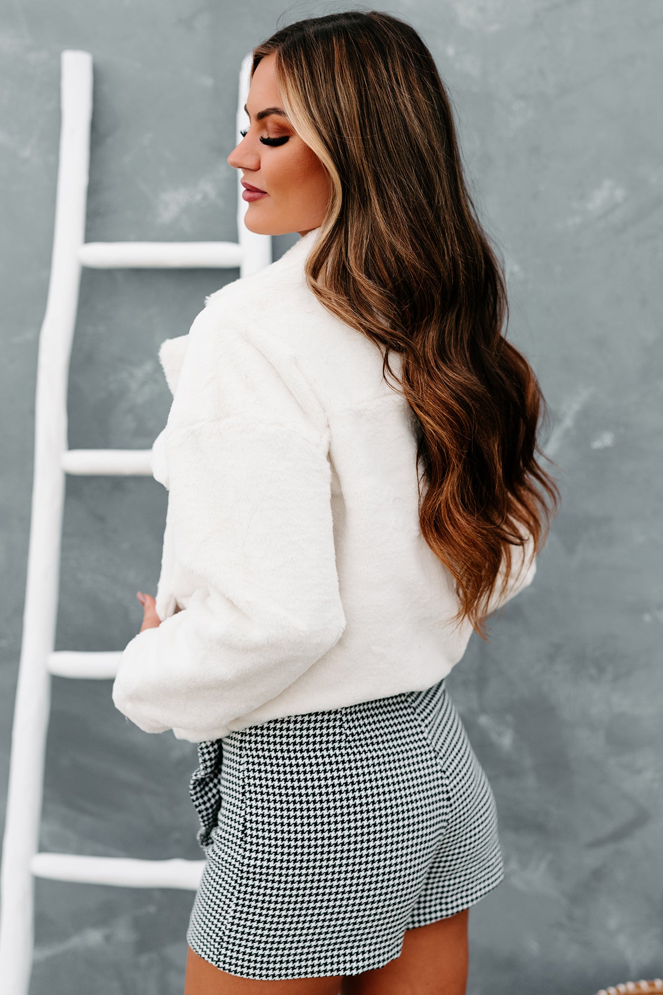 Fur-Ever Chic Faux Fur Jacket (Ivory)-The Formal Wear