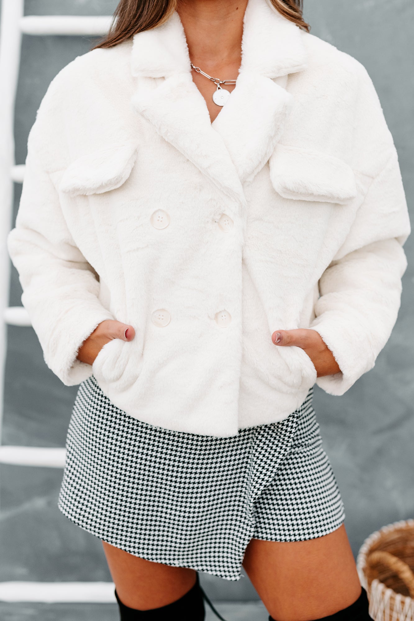 Fur-Ever Chic Faux Fur Jacket (Ivory)-The Formal Wear