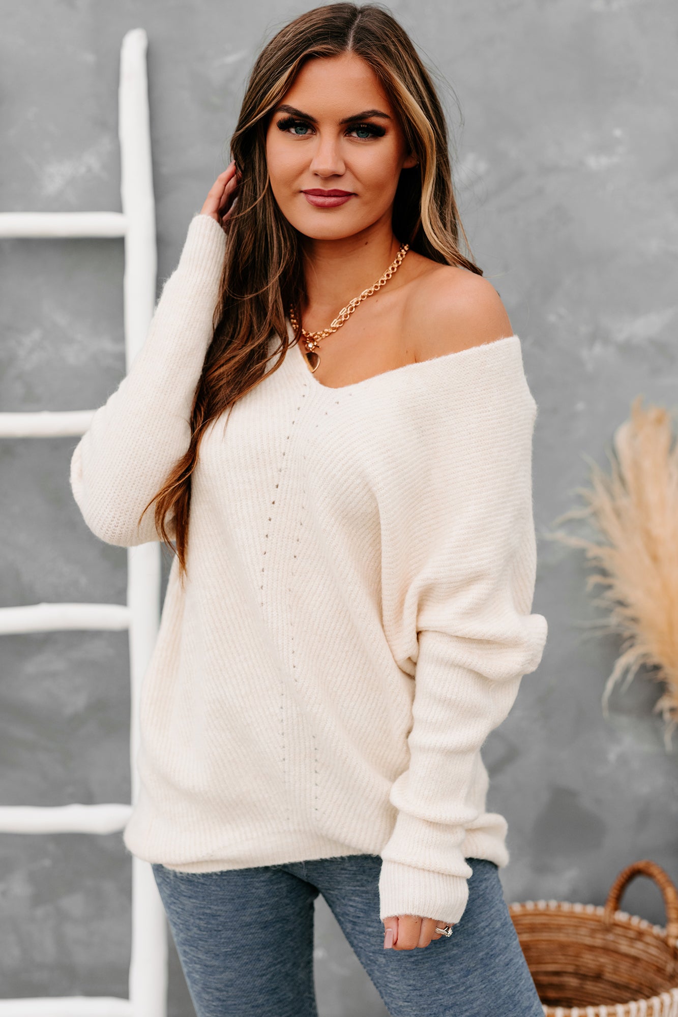 Rhetorical Response Oversized Ribbed Sweater (Cream)-The Formal Wear