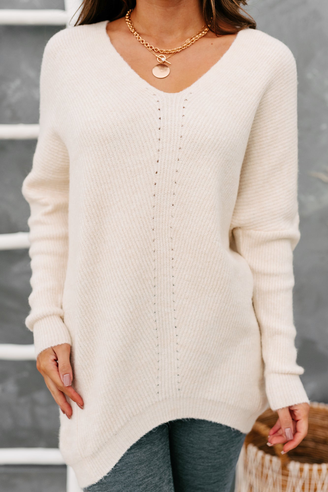 Rhetorical Response Oversized Ribbed Sweater (Cream)-The Formal Wear