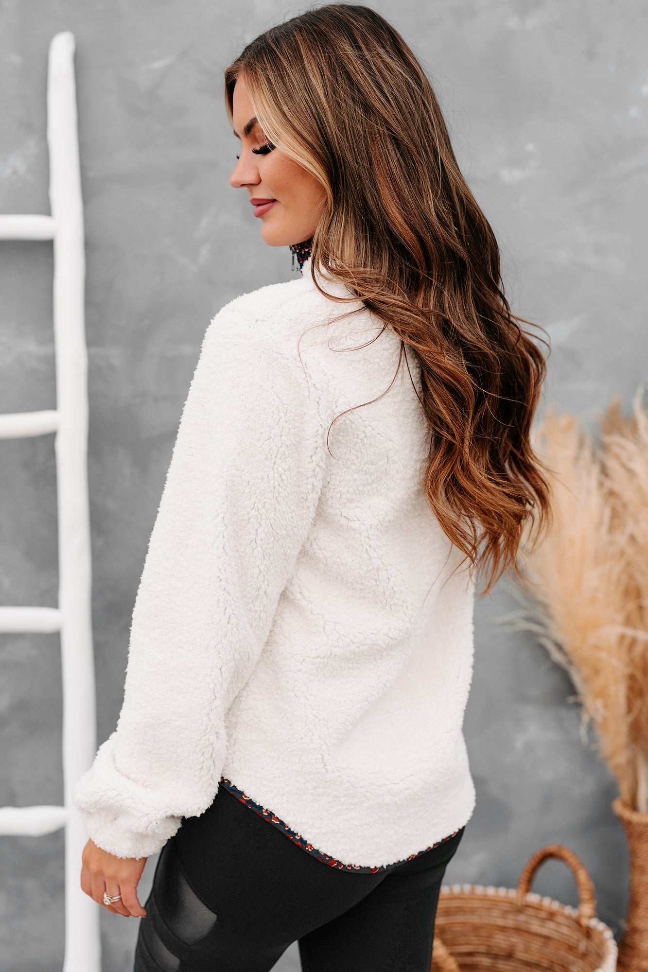 Arctic Winds Quarter-Zip Sherpa Pullover (Ivory)-The Formal Wear