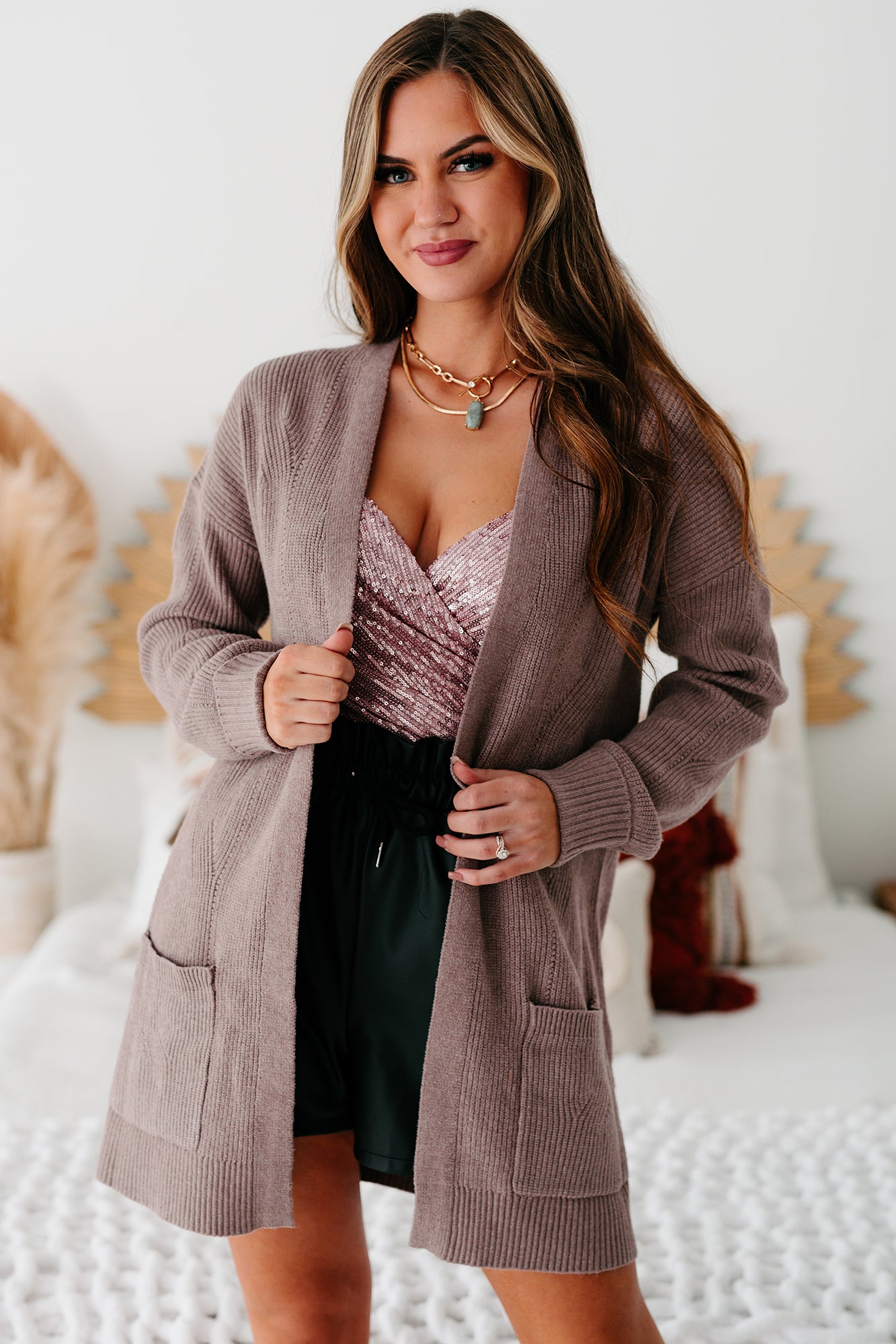 Mindful Matter Open Front Cardigan (Dusty Mauve)-The Formal Wear