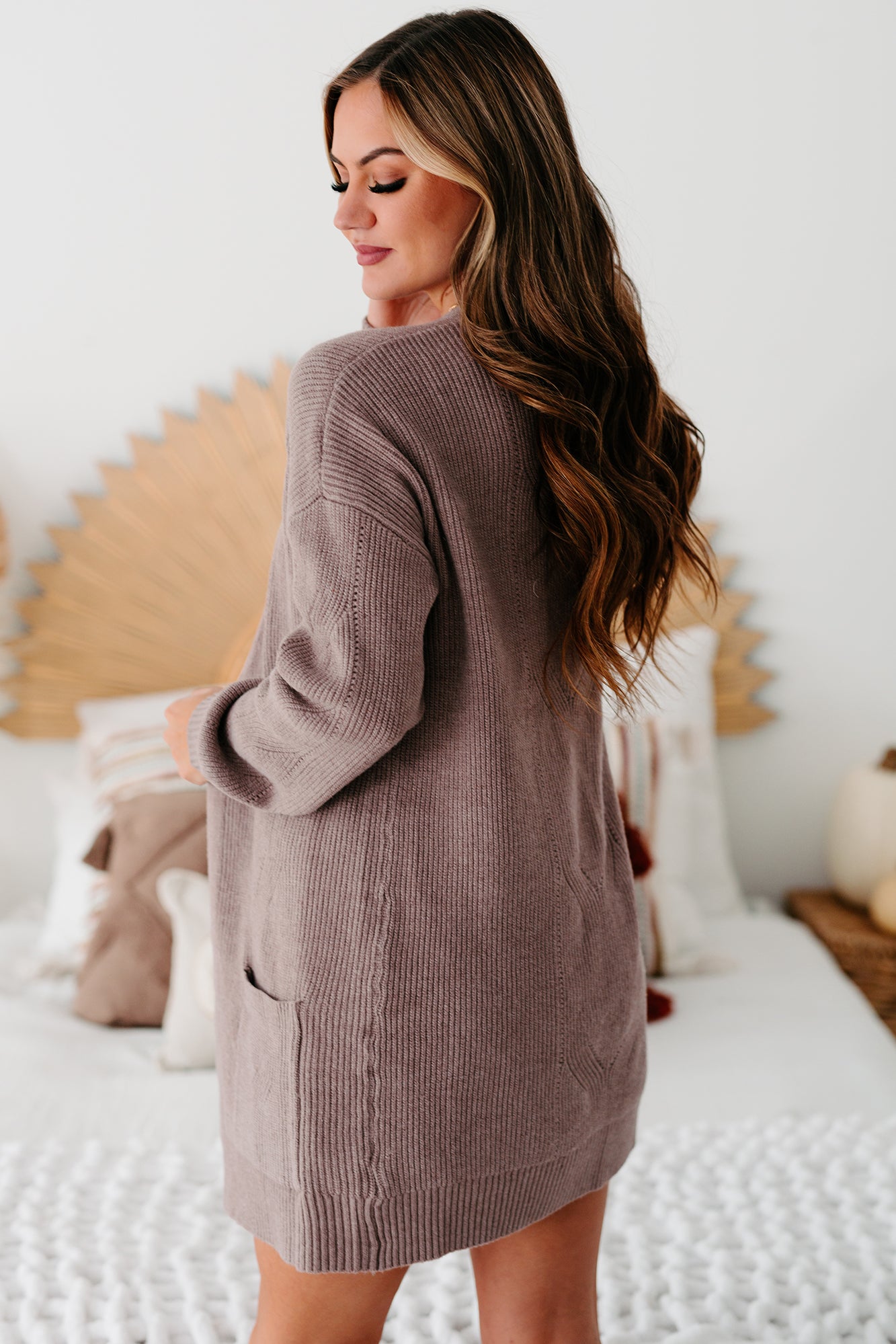 Mindful Matter Open Front Cardigan (Dusty Mauve)-The Formal Wear