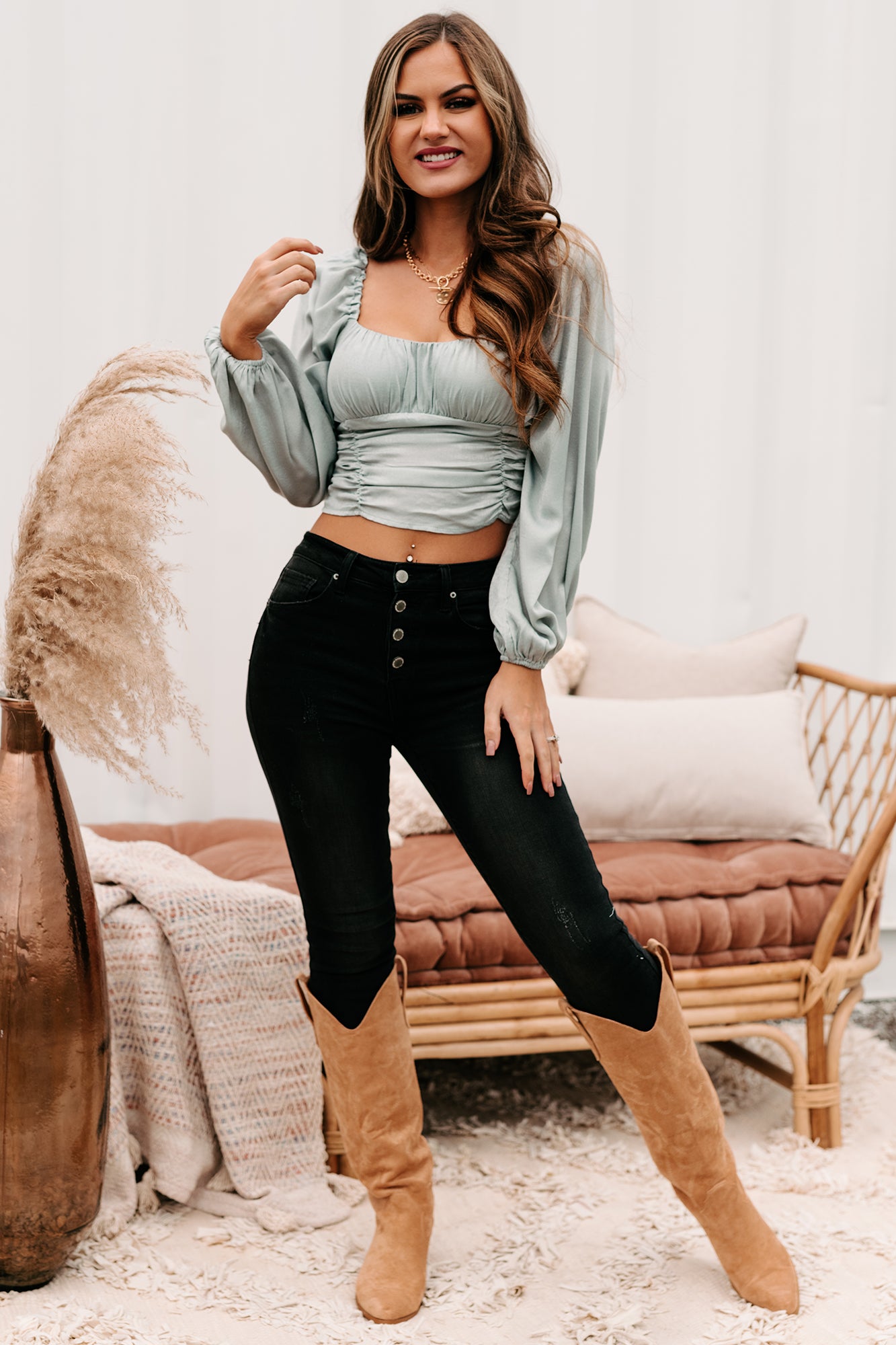 Cambria Mid-Rise Button-Fly Raw Hem Skinny Risen Jeans (Black)-The Formal Wear