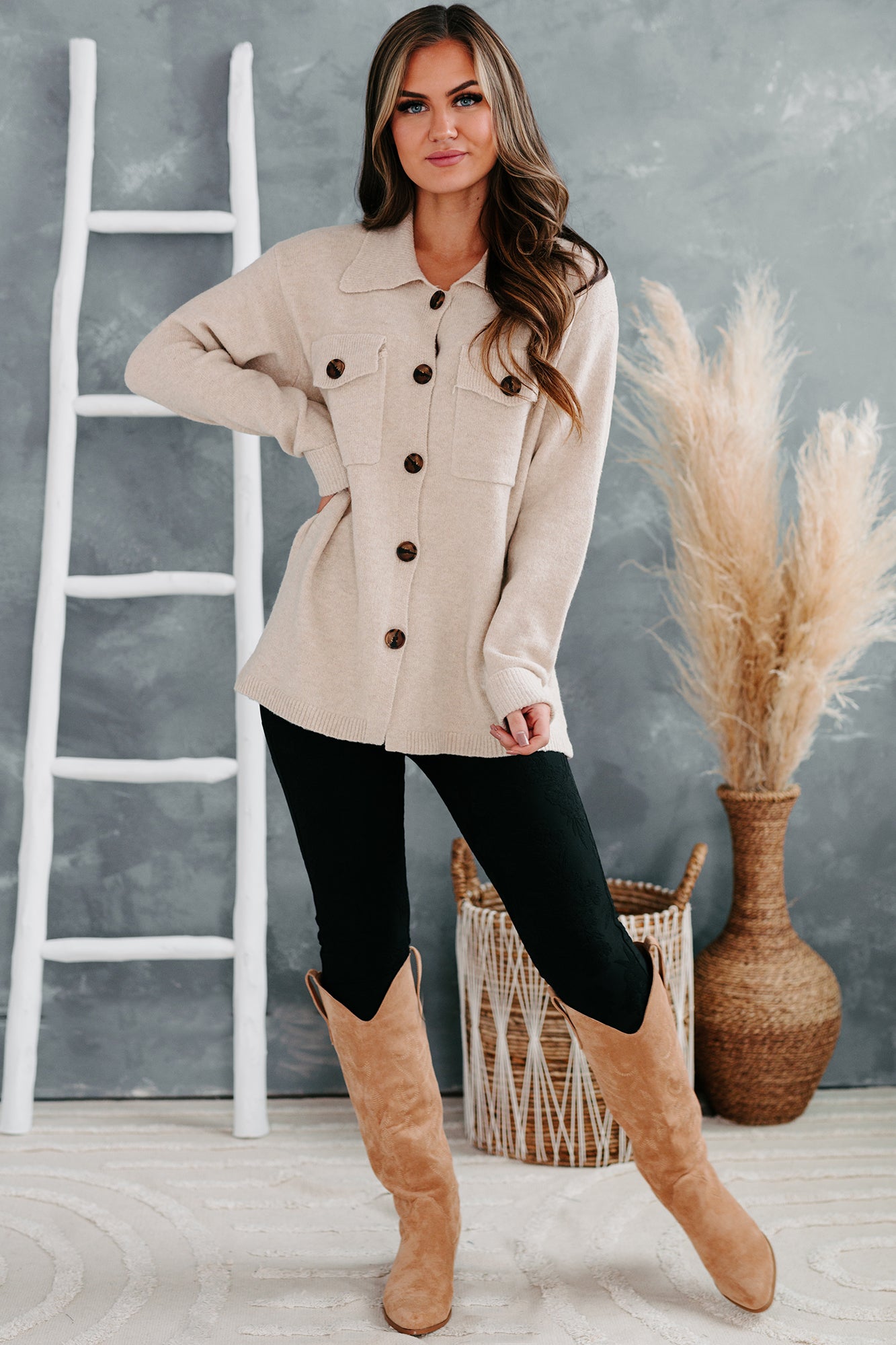 Simply Appealing Button-Down Sweater Cardigan (Oatmeal)-The Formal Wear