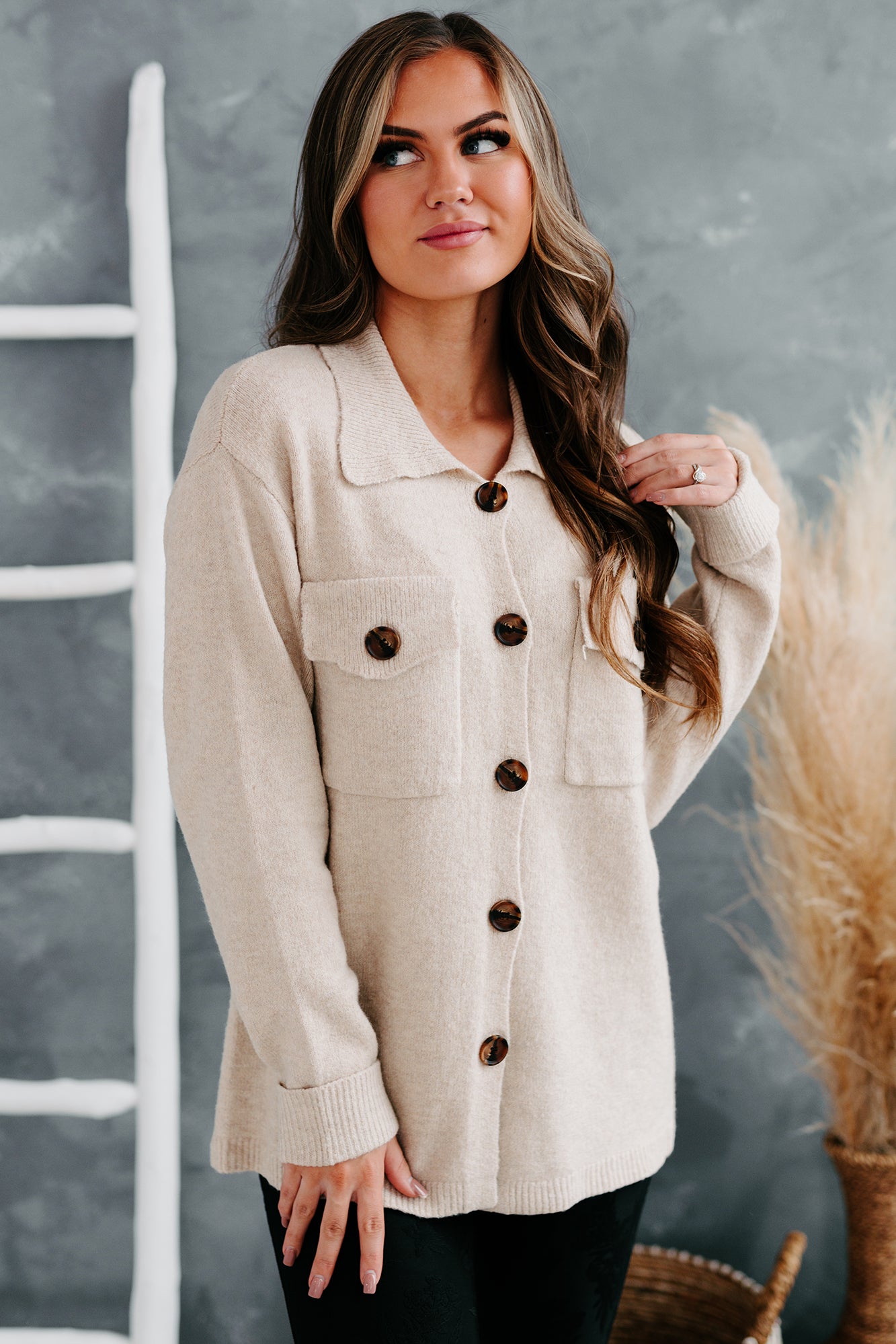 Simply Appealing Button-Down Sweater Cardigan (Oatmeal)-The Formal Wear