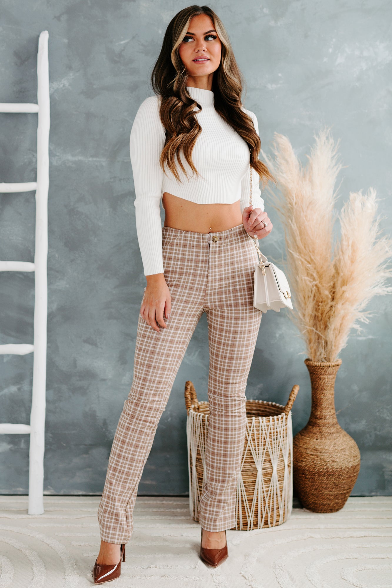 All About Us Mock Neck Cropped Sweater Top (Cream)-The Formal Wear