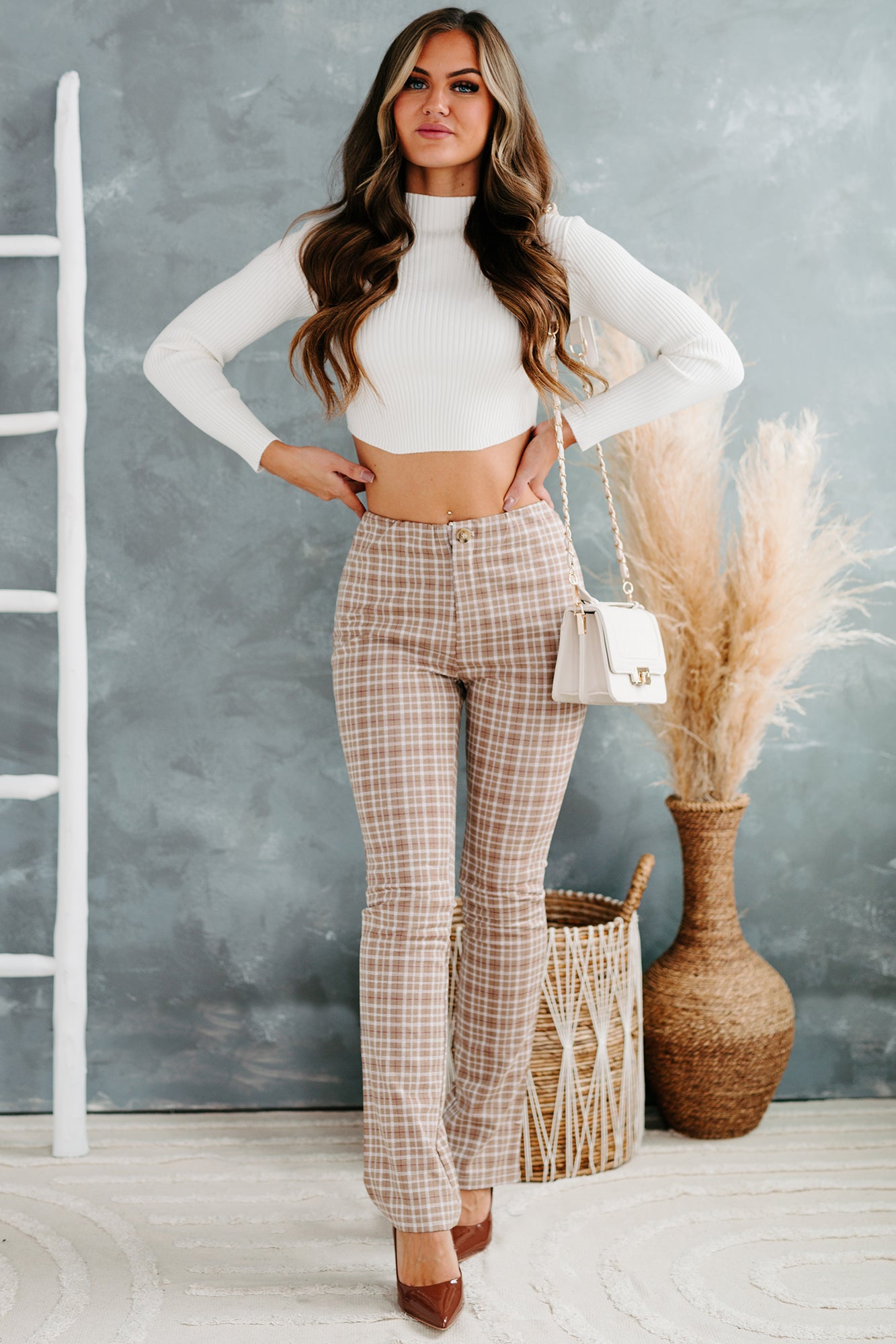 All About Us Mock Neck Cropped Sweater Top (Cream)-The Formal Wear