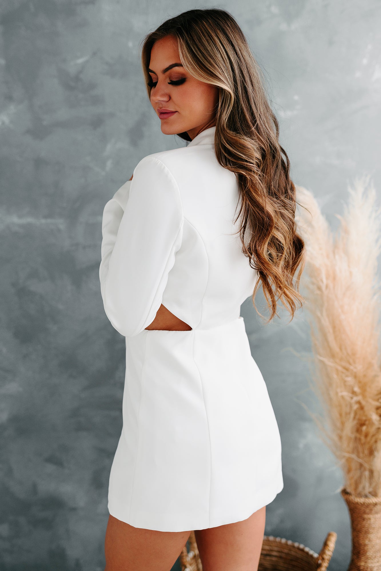 Call Me Boss Lady TheFormalWear Original Blazer Romper (White)-The Formal Wear