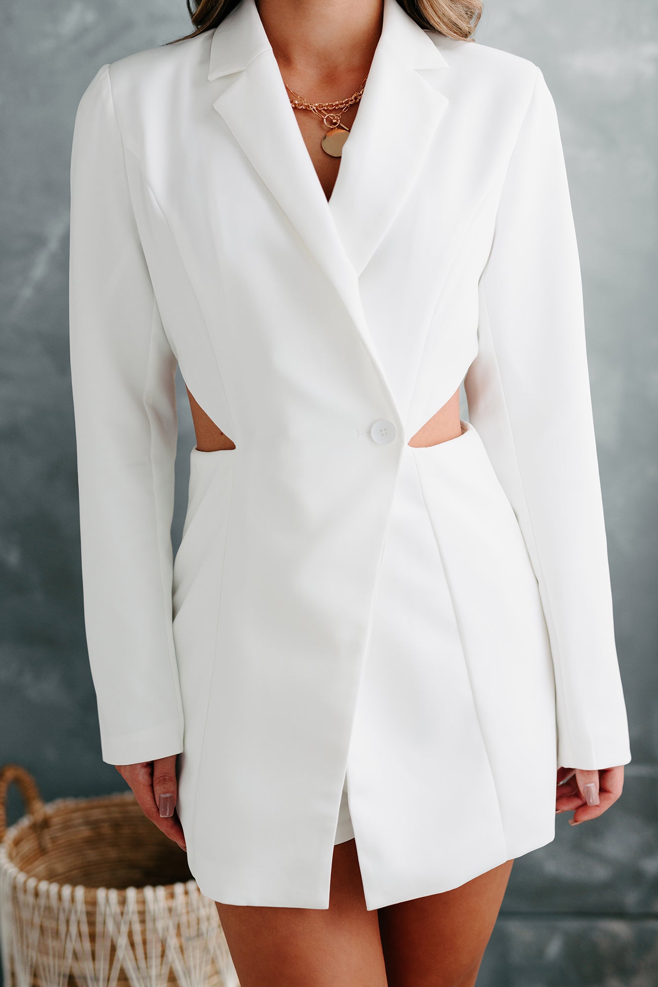Call Me Boss Lady TheFormalWear Original Blazer Romper (White)-The Formal Wear