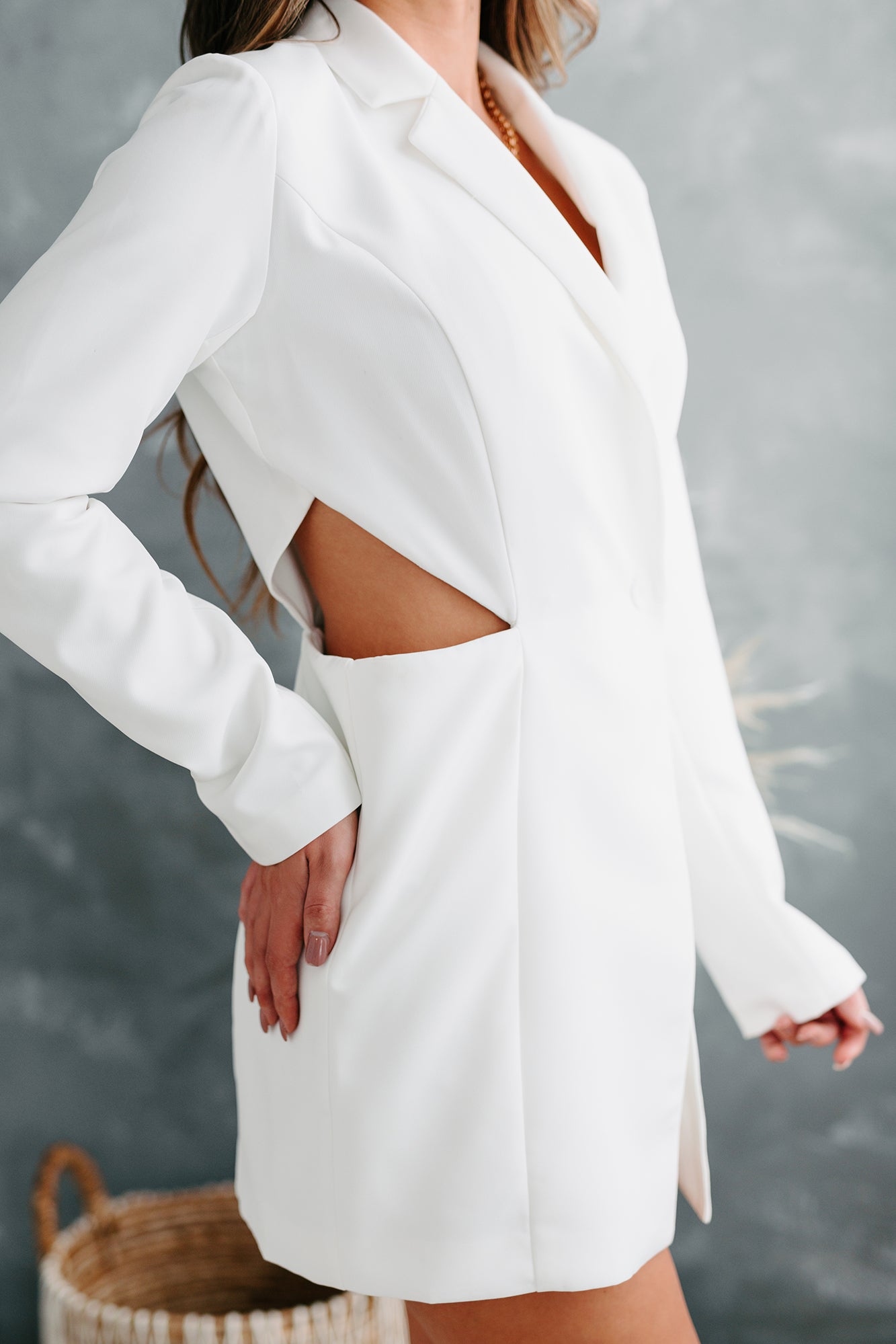 Call Me Boss Lady TheFormalWear Original Blazer Romper (White)-The Formal Wear