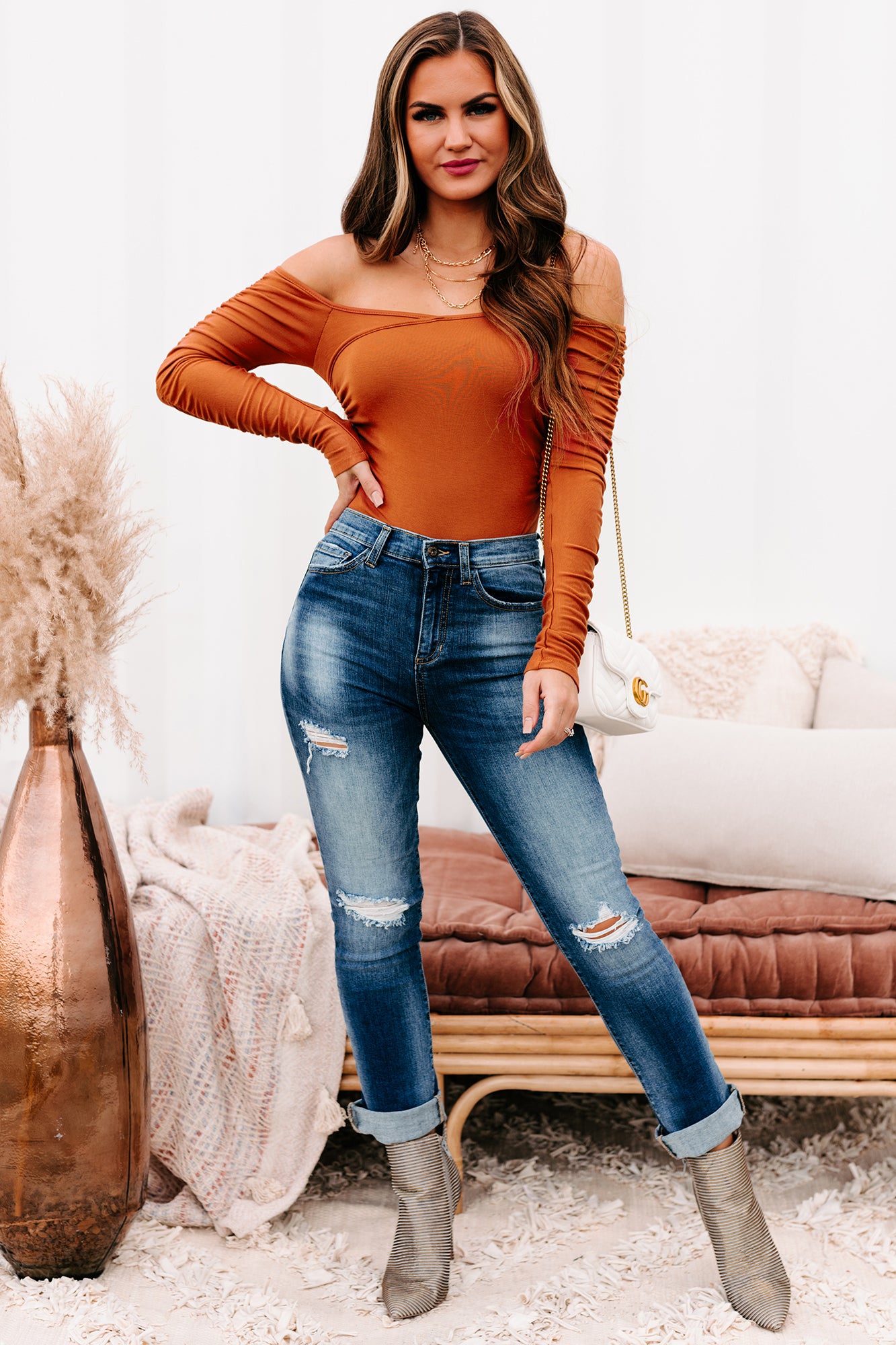 Devin High Rise Straight Leg Sneak Peek Jeans (Medium Dark)-The Formal Wear