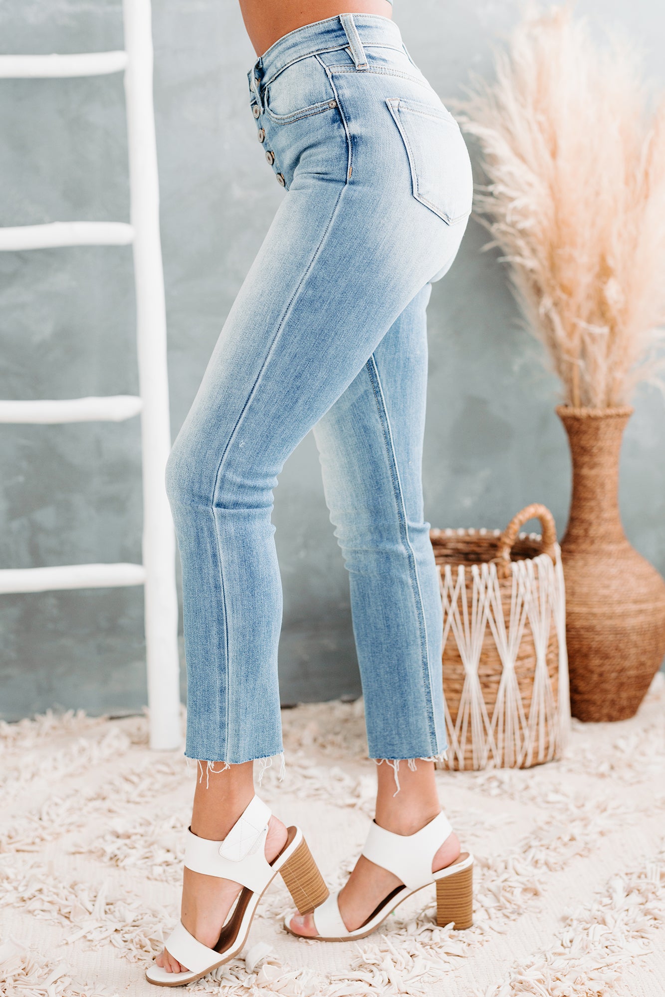 Out Of Towner High Rise Button-Fly Skinny Straight Kancan Jeans (Medium)-The Formal Wear