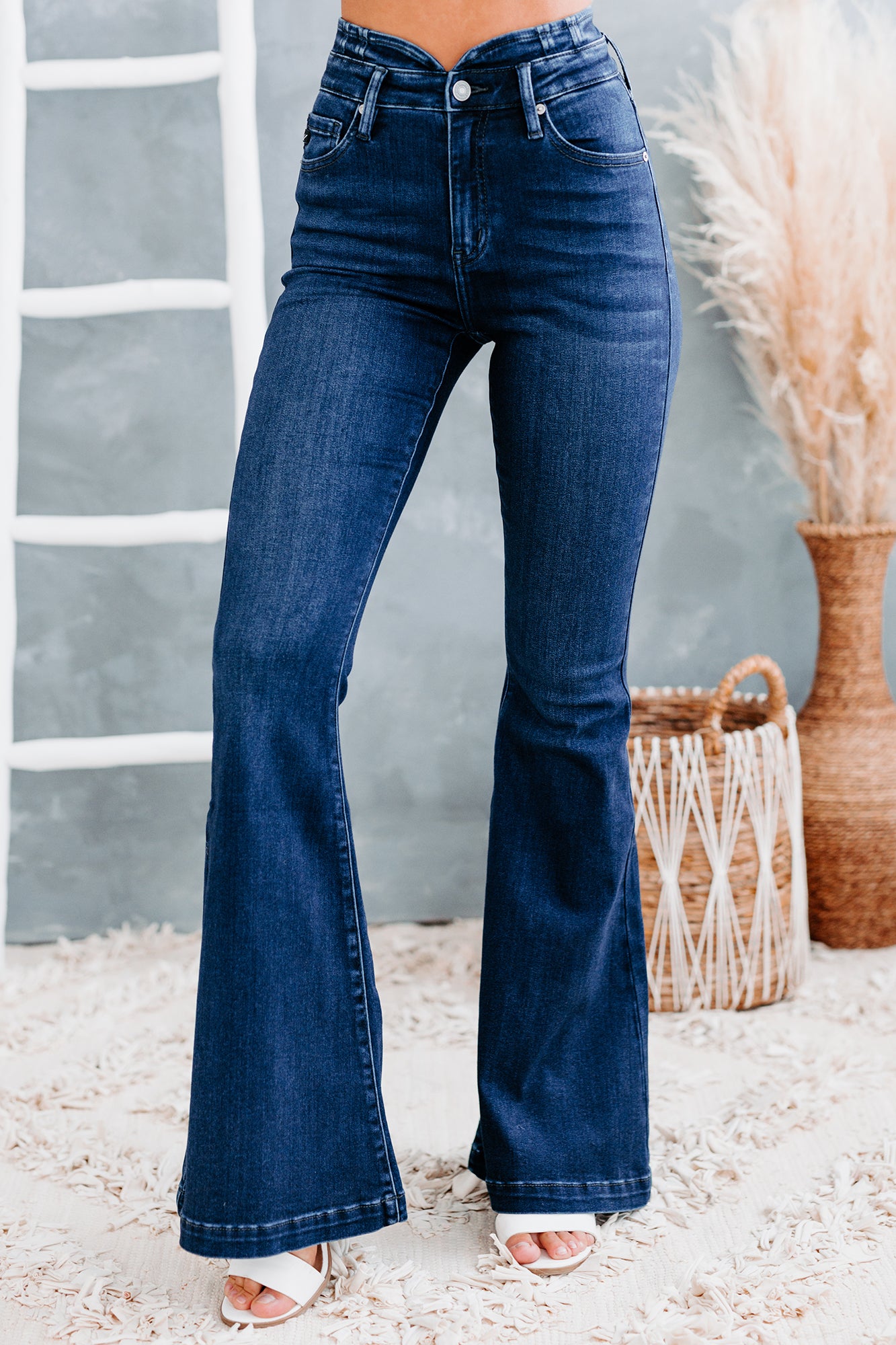 Western Rival Kancan High Rise Flare Jeans (Dark)-The Formal Wear