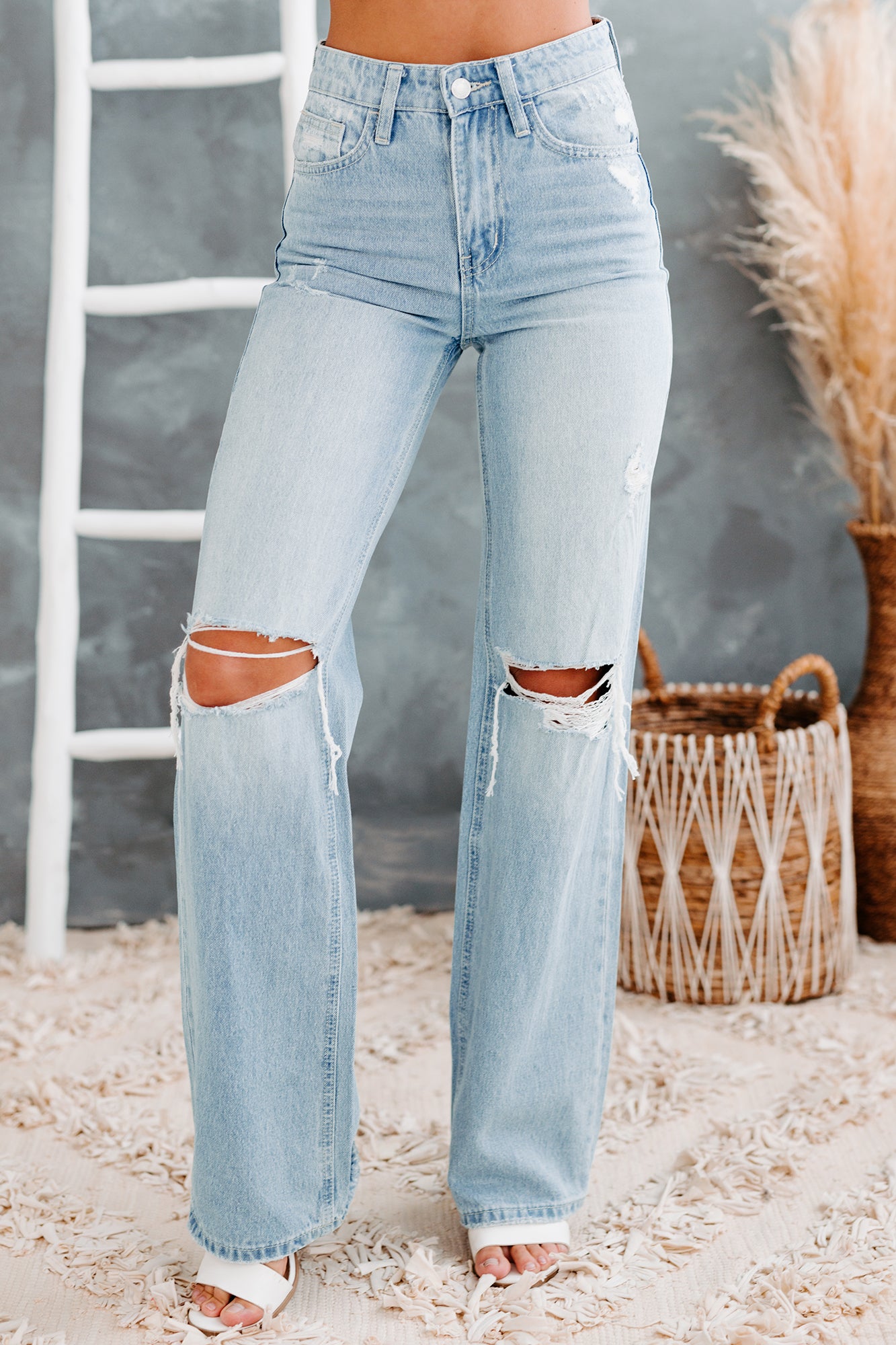 Album Of Memories '90s High Rise Vintage Flare Vervet Jeans (Light)-The Formal Wear