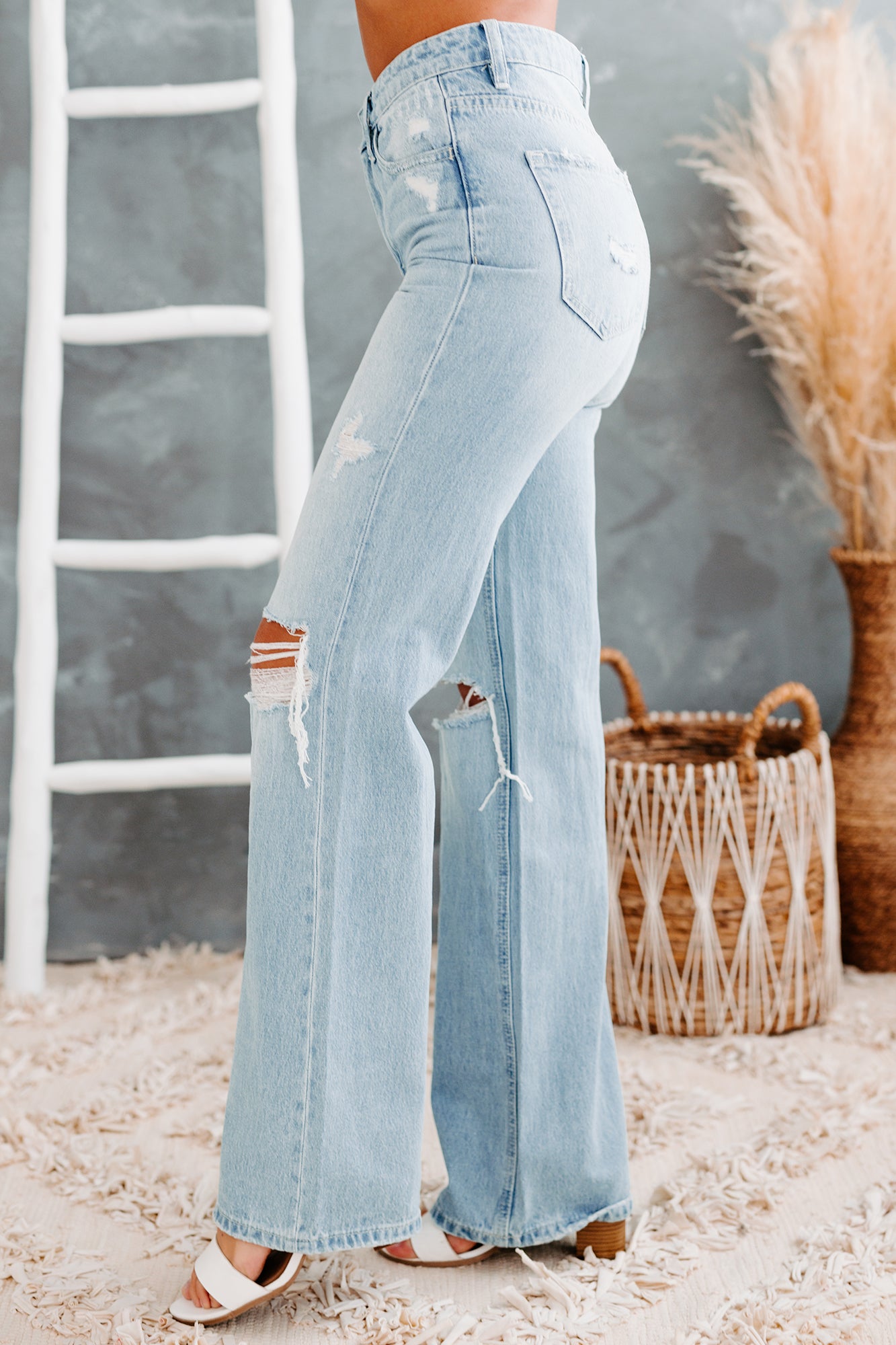 Album Of Memories '90s High Rise Vintage Flare Vervet Jeans (Light)-The Formal Wear