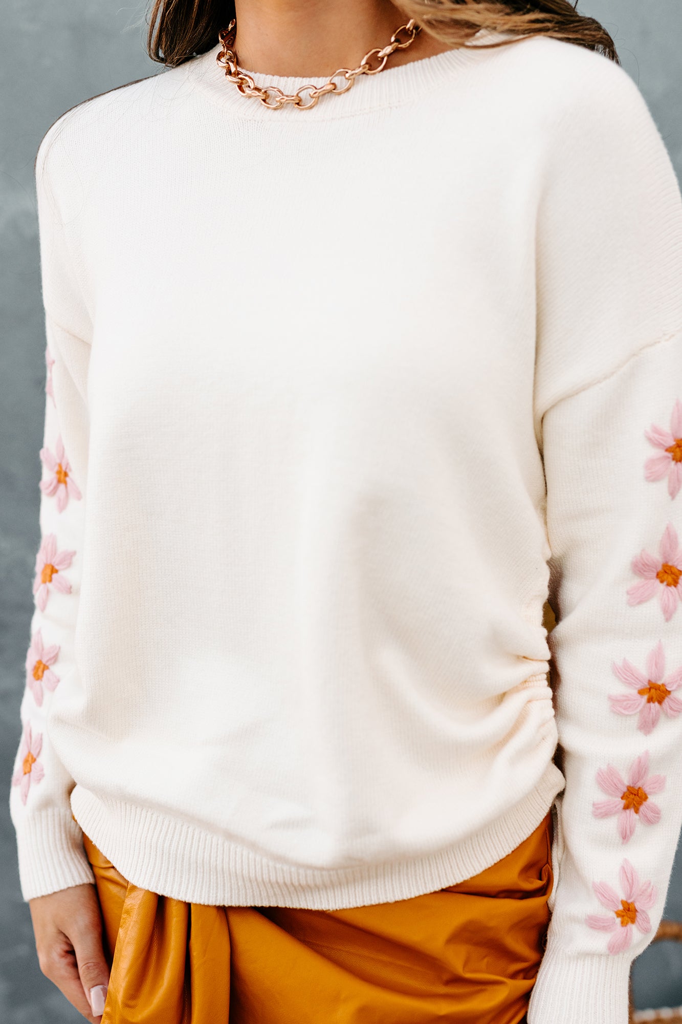 Appreciating Beauty Floral Sleeved Sweater (Ivory)-The Formal Wear