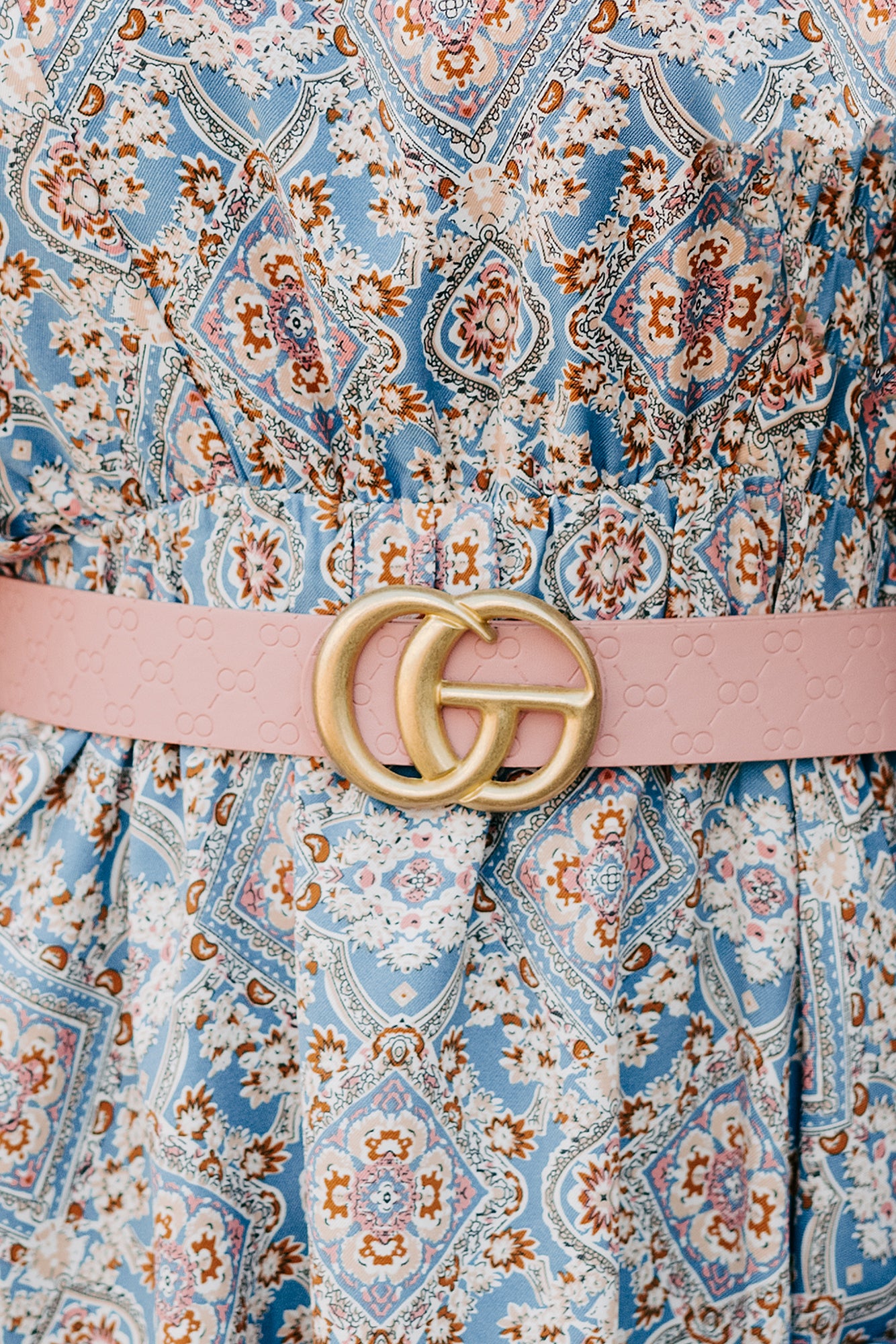 Timeless Trends Infinity Pressed Faux Leather Belt (Blush)-The Formal Wear