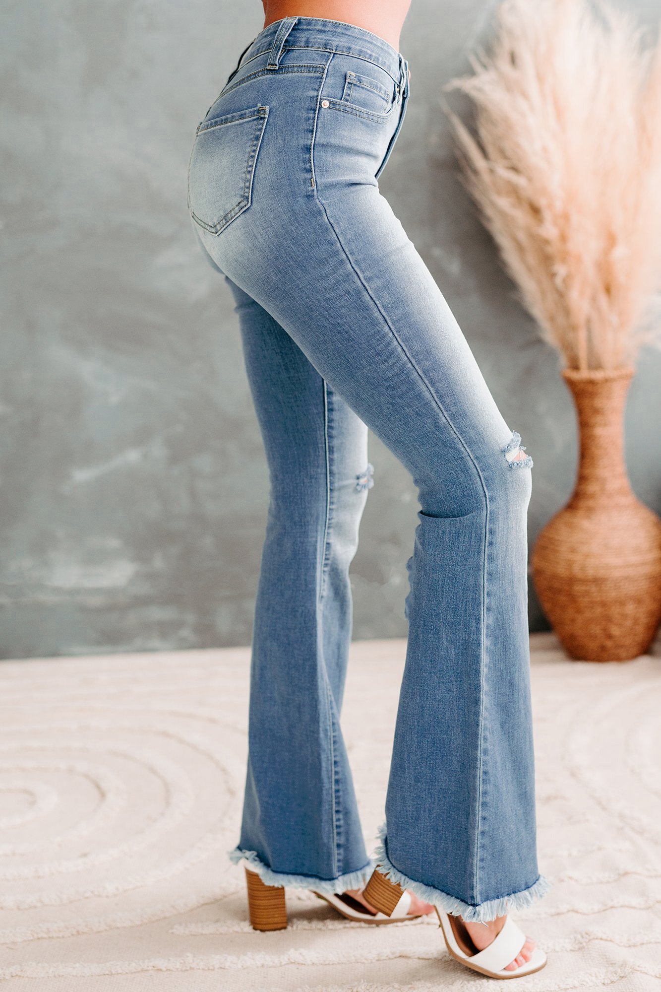 Toledo High Rise Frayed Hem Long Inseam YMI Flare Jeans (Medium)-The Formal Wear