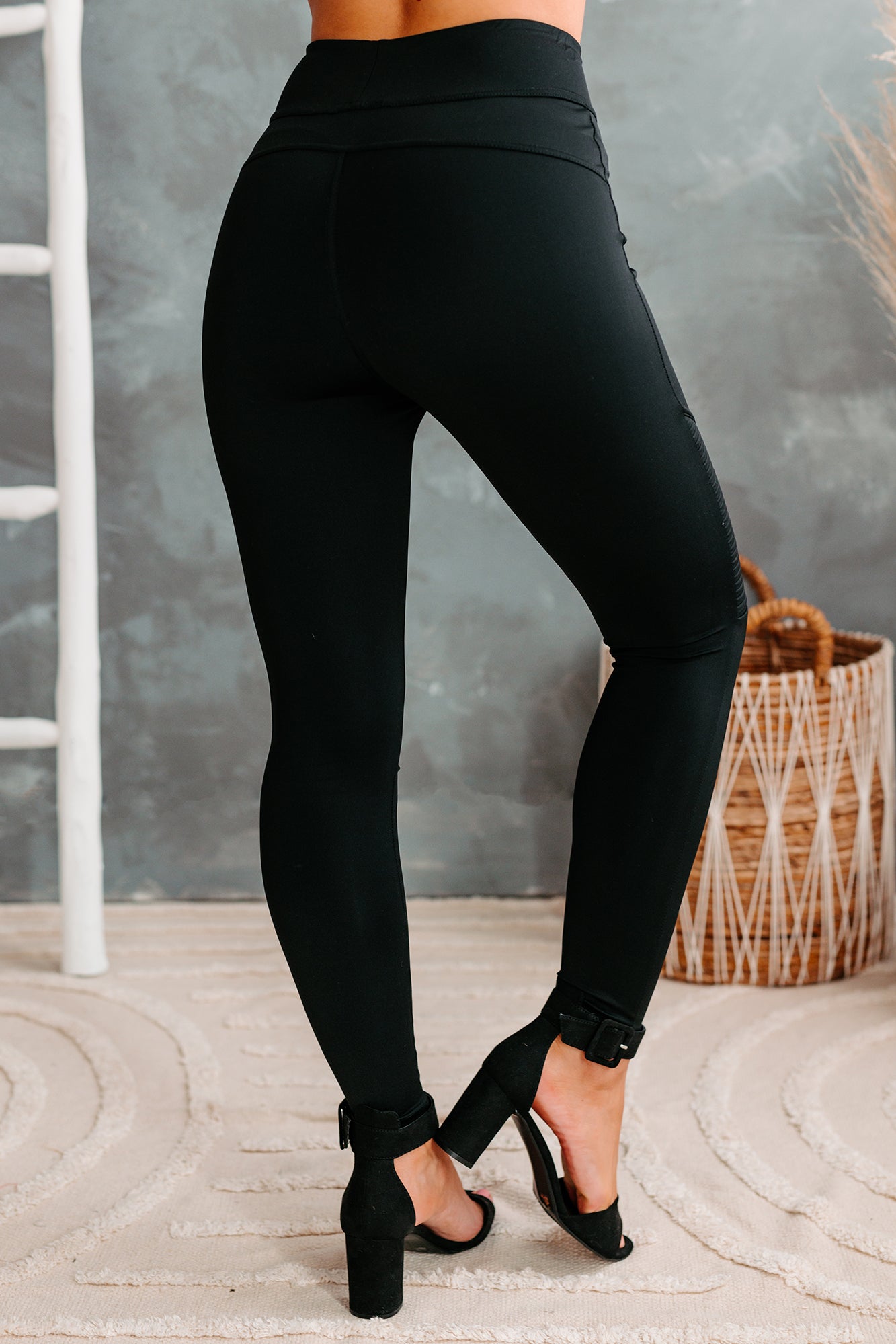 Rough Edges High Waisted Moto Leggings (Black)-The Formal Wear