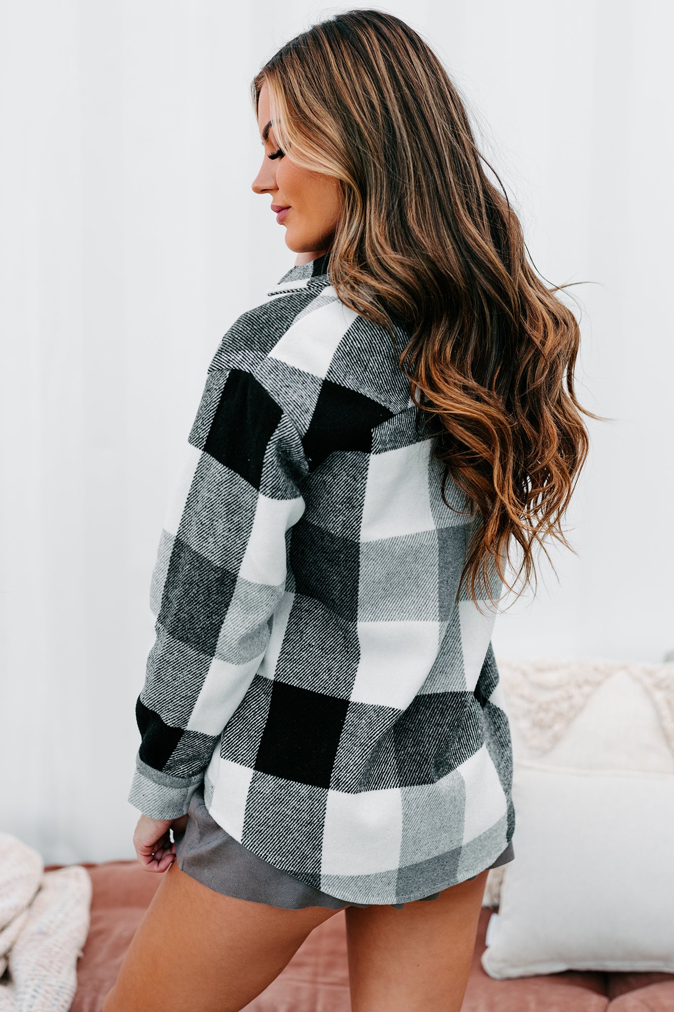 Midnight Bonfires Plaid Shacket (Grey/Black)-The Formal Wear