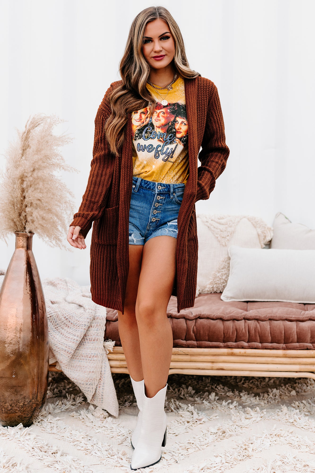 What Really Matters Hooded Cardigan (Brown)-The Formal Wear