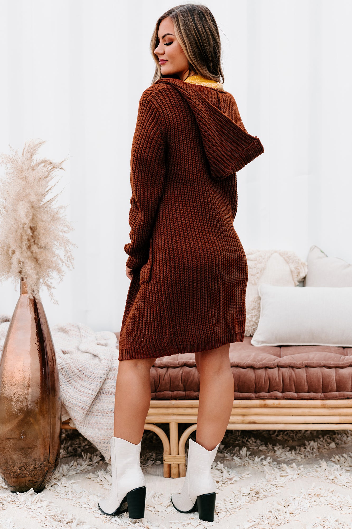 What Really Matters Hooded Cardigan (Brown)-The Formal Wear