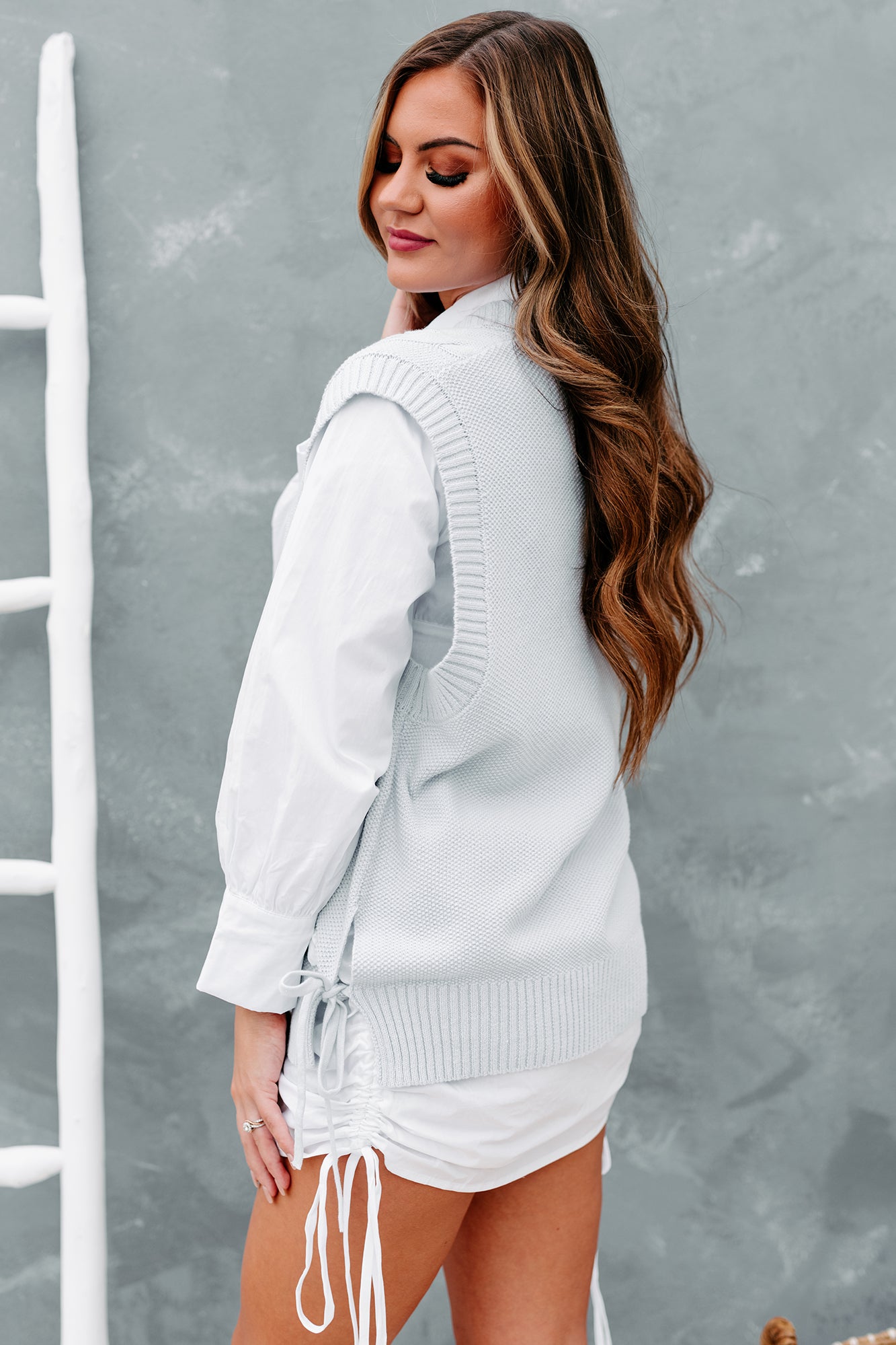 After School Special Cable Knit Sweater Vest (Blue)-The Formal Wear