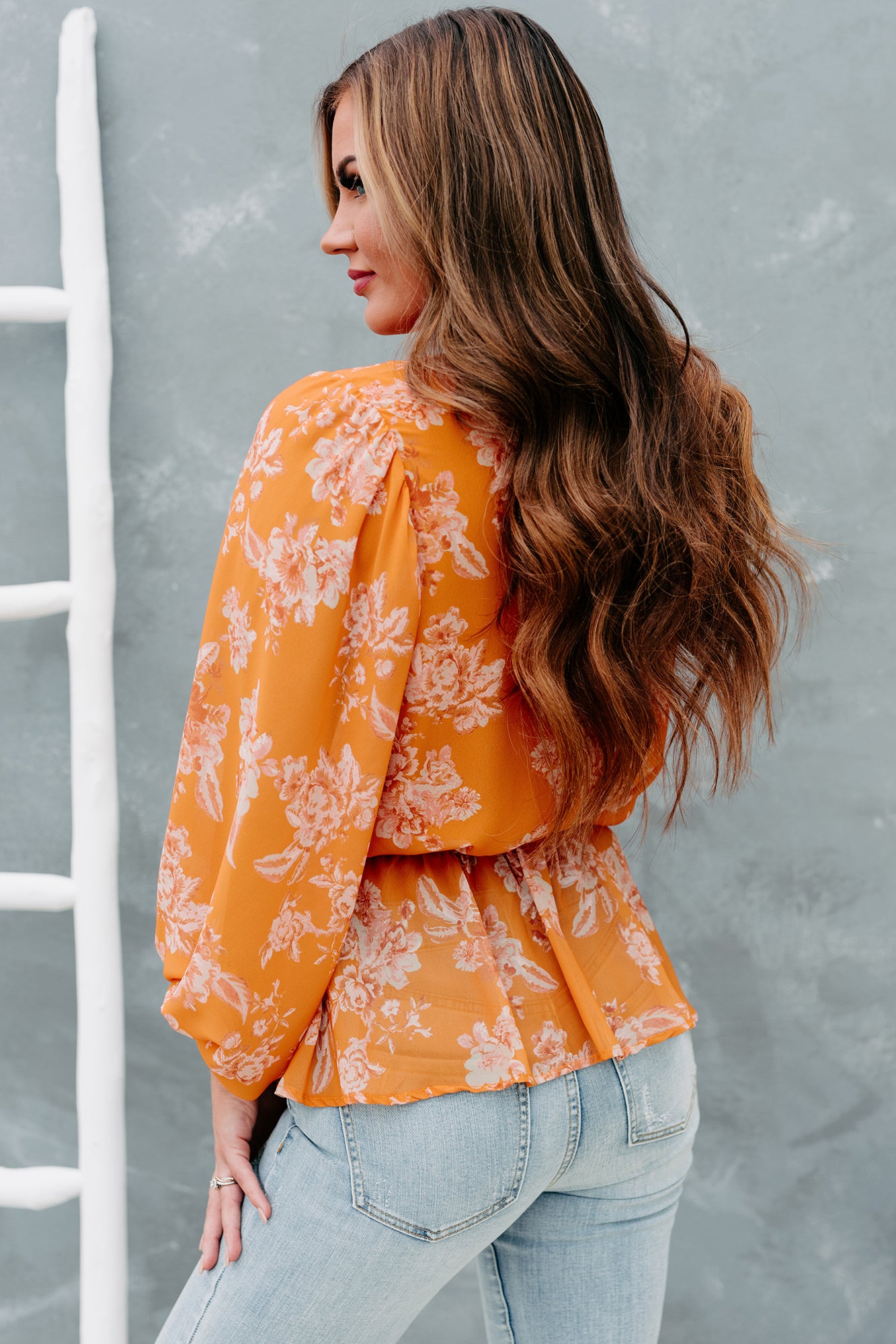 Signed With Love Long Sleeve Floral Top (Rust)-The Formal Wear