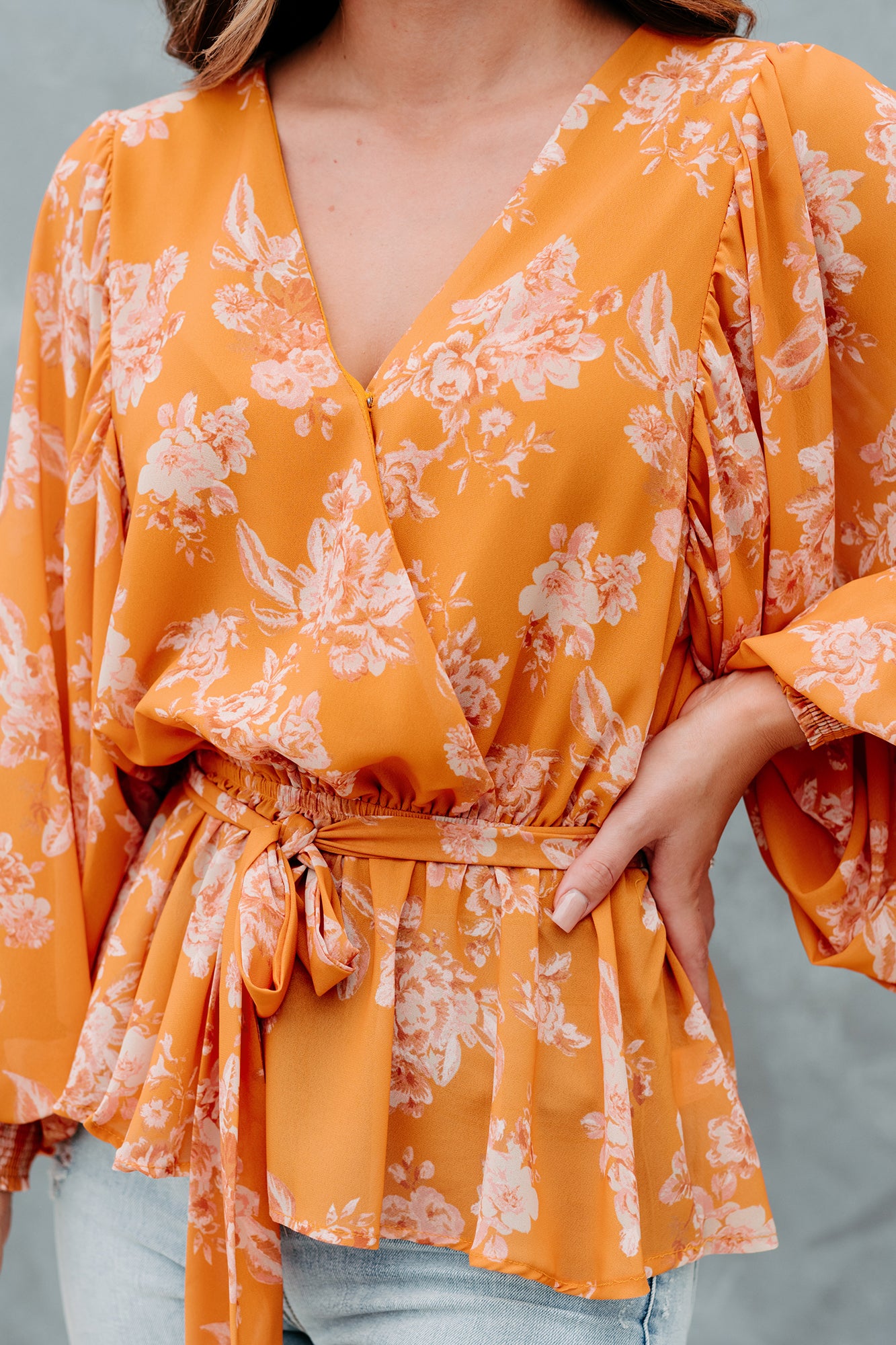 Signed With Love Long Sleeve Floral Top (Rust)-The Formal Wear