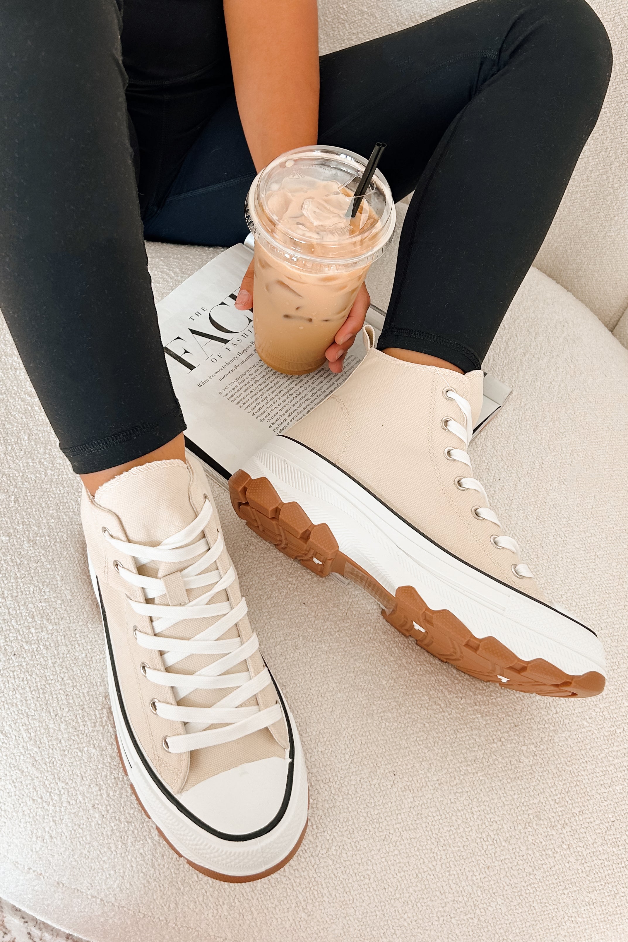 Candid & Carefree High Top Platform Sneakers (Beige)-The Formal Wear
