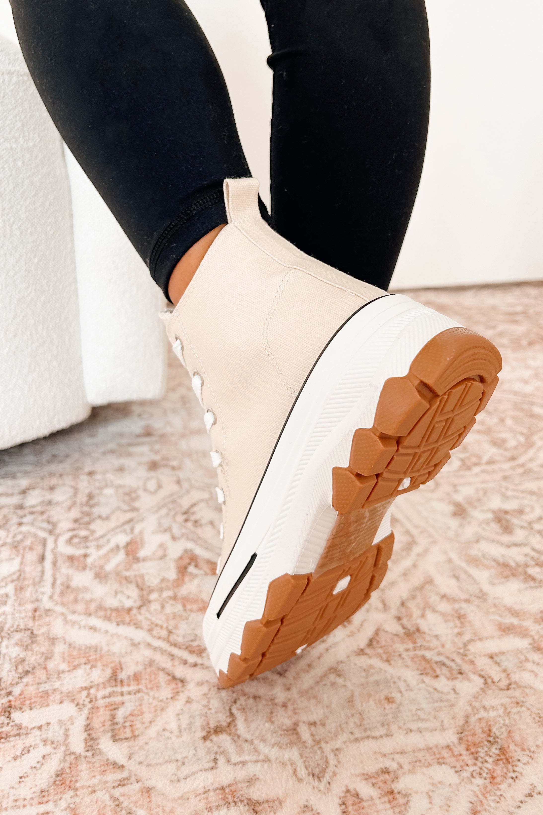 Candid & Carefree High Top Platform Sneakers (Beige)-The Formal Wear