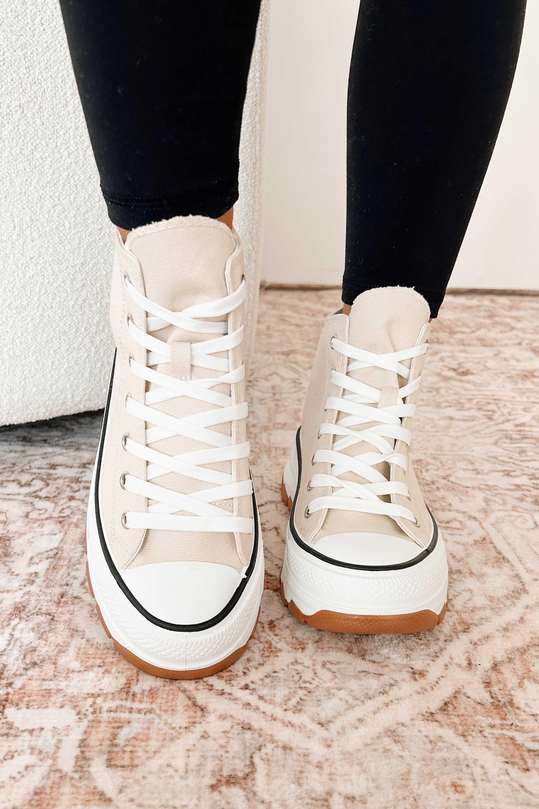 Candid & Carefree High Top Platform Sneakers (Beige)-The Formal Wear