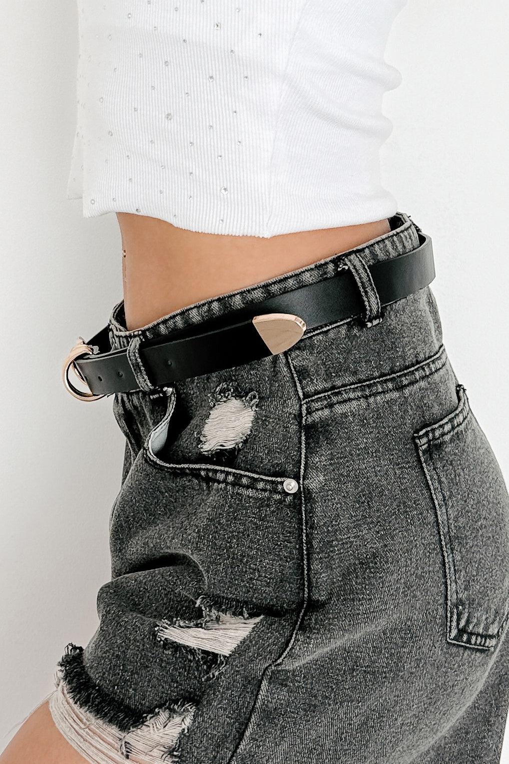 Hot Fix Ready Multi Ring Leather Belt (Gold/Black)-The Formal Wear