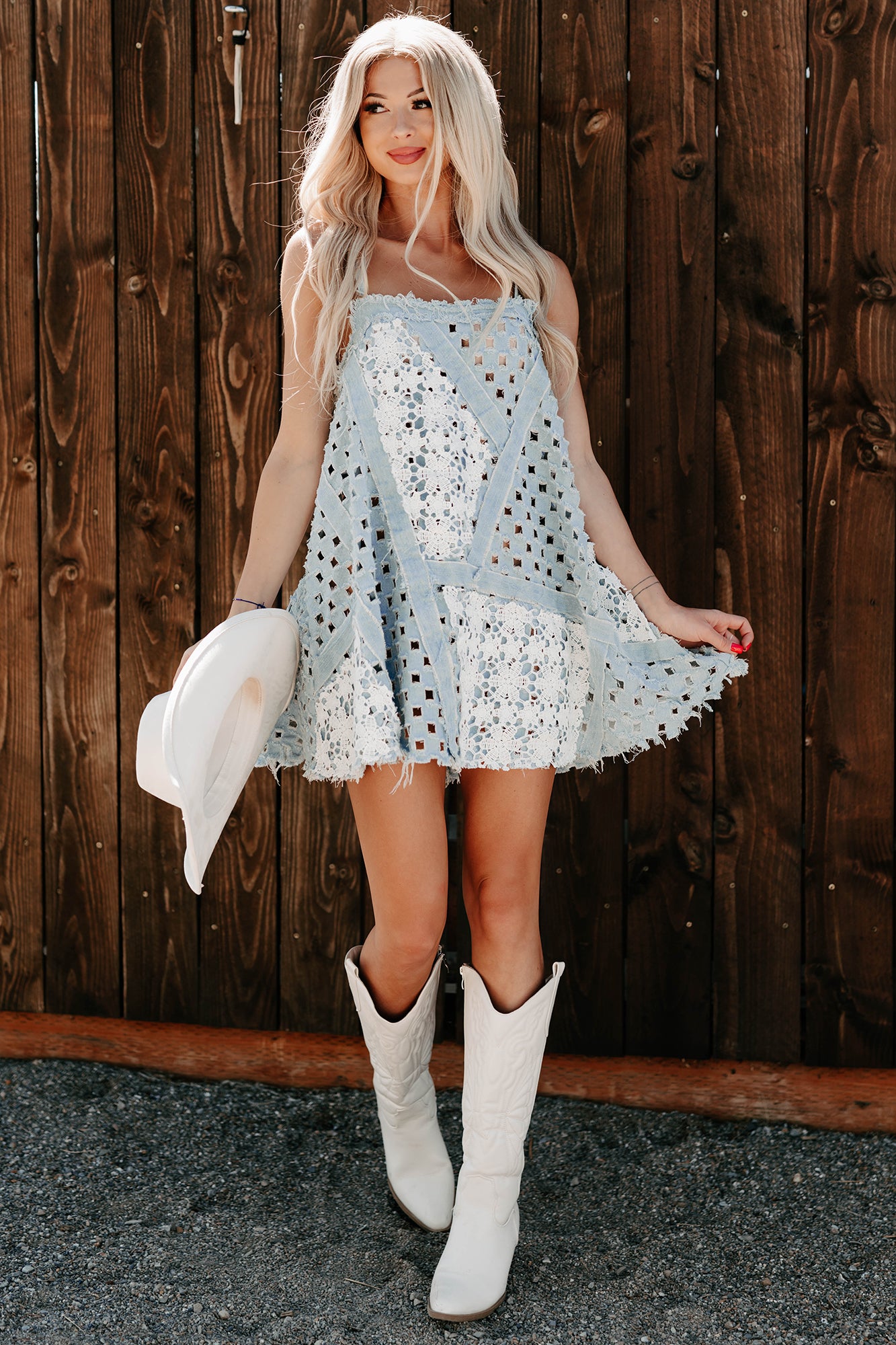 You're All I Need Denim POL Mini Dress (Light Denim)-The Formal Wear