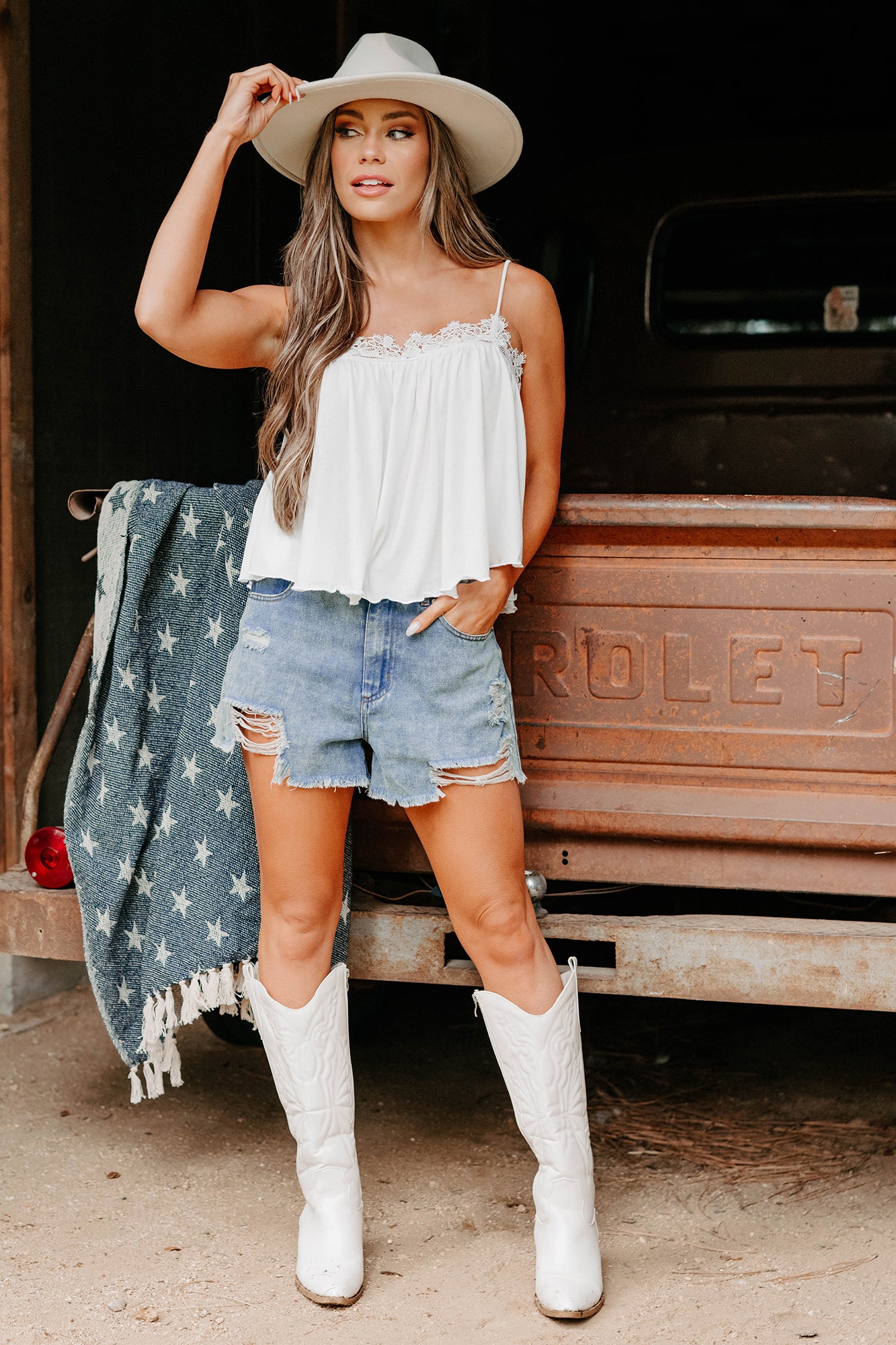 Avril High Rise Distressed Denim Shorts (Light Denim)-The Formal Wear