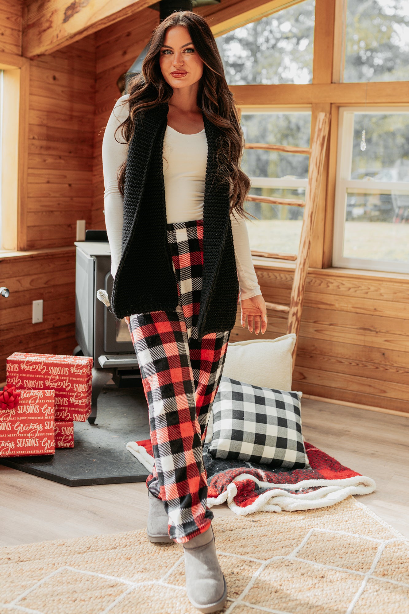 Snowbound Season Cable Knit Scarf (Black)-The Formal Wear