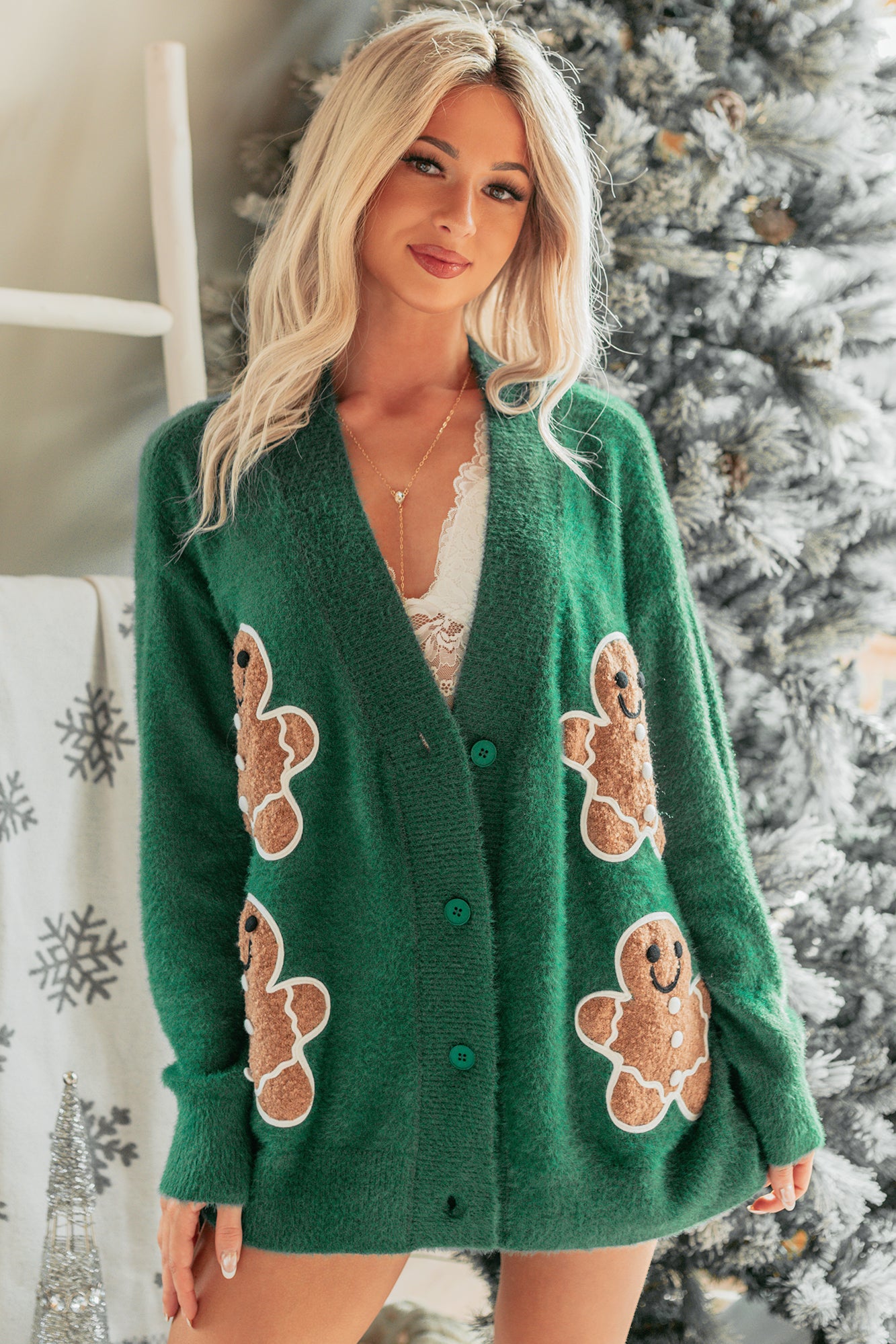 My Christmas Treat Gingerbread Cardigan (Hunter Green)-The Formal Wear