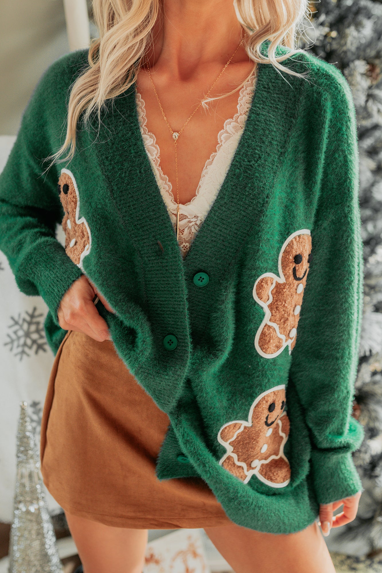 My Christmas Treat Gingerbread Cardigan (Hunter Green)-The Formal Wear