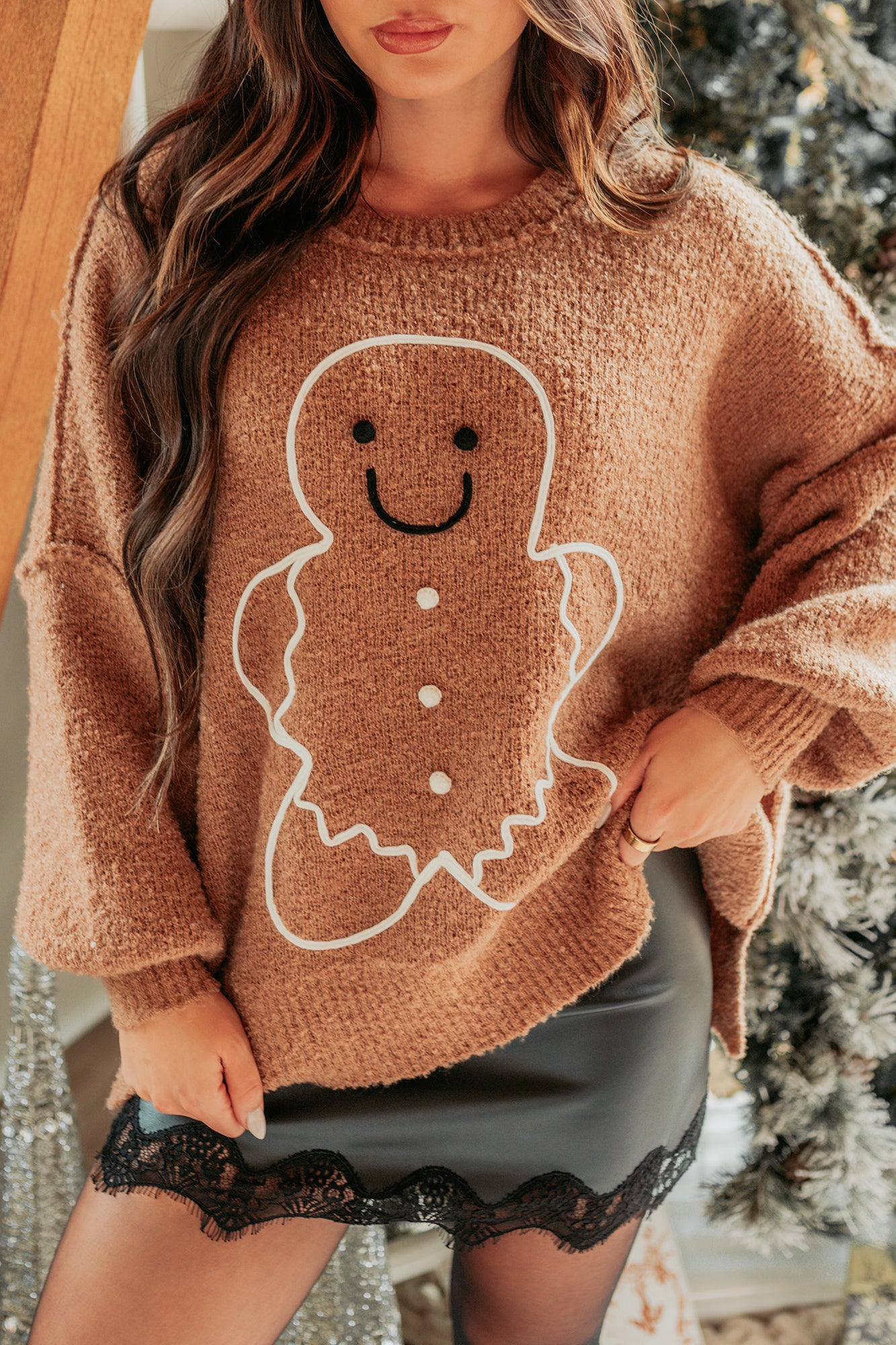 Holiday Cutie Gingerbread Man Sweater (Brown) - Ships by 12/10-The Formal Wear