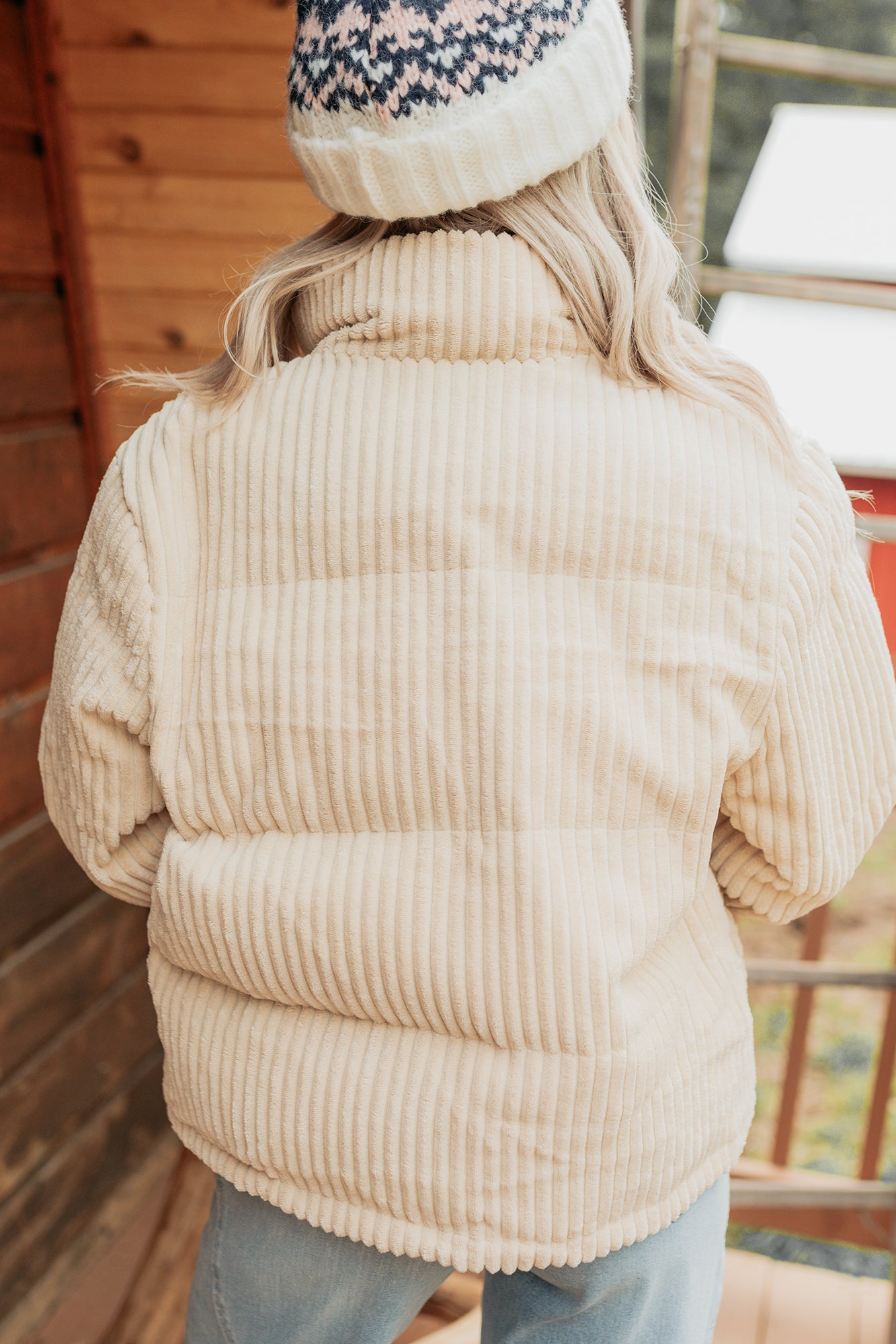 Purely Casual Corduroy Puffer Jacket (Cream)-The Formal Wear