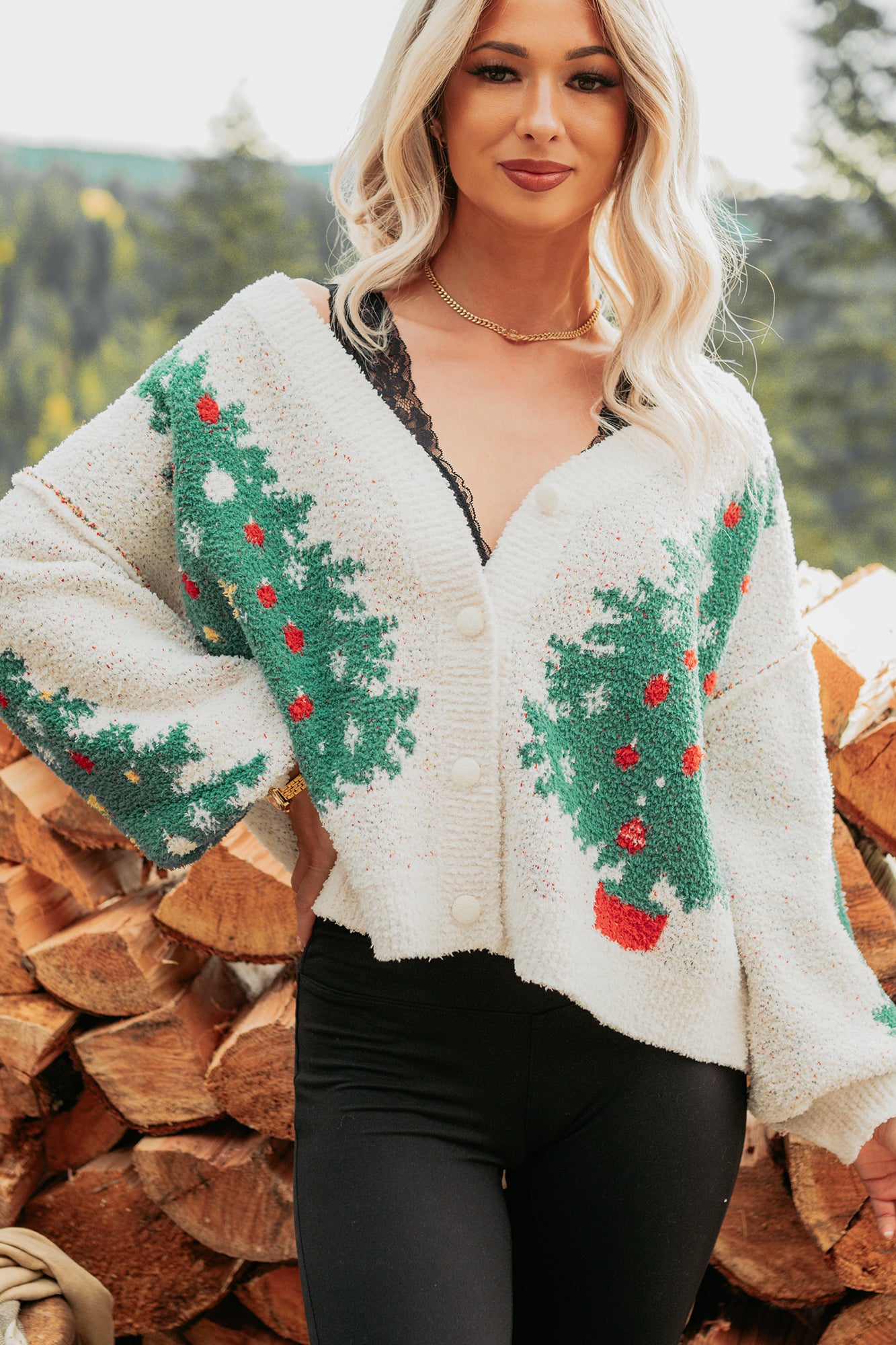 Merry & Mine Mello Christmas Tree Cardigan (Multi) - Ships by 12/10-The Formal Wear
