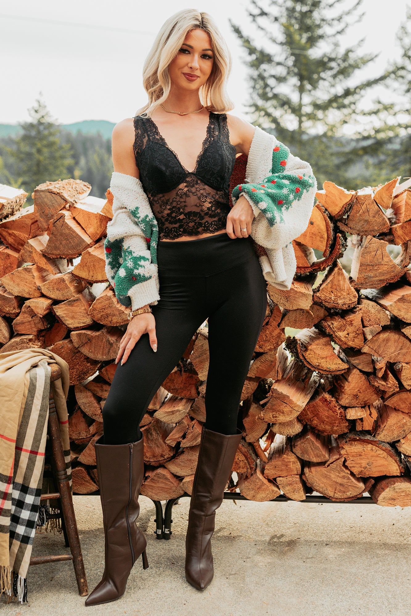 Merry & Mine Mello Christmas Tree Cardigan (Multi) - Ships by 12/10-The Formal Wear