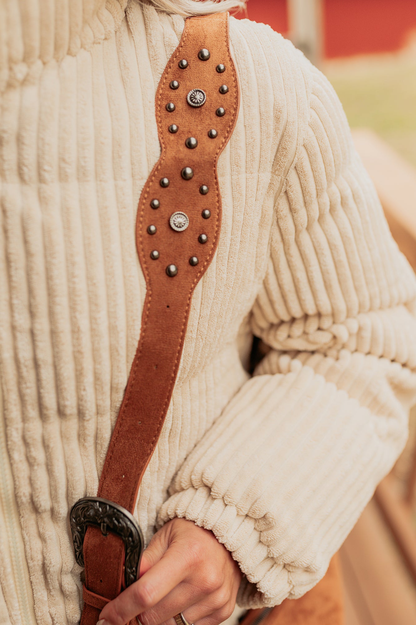 Fierce Glow Faux Suede Buckle Strap Tassel Bag (Light Brown)-The Formal Wear