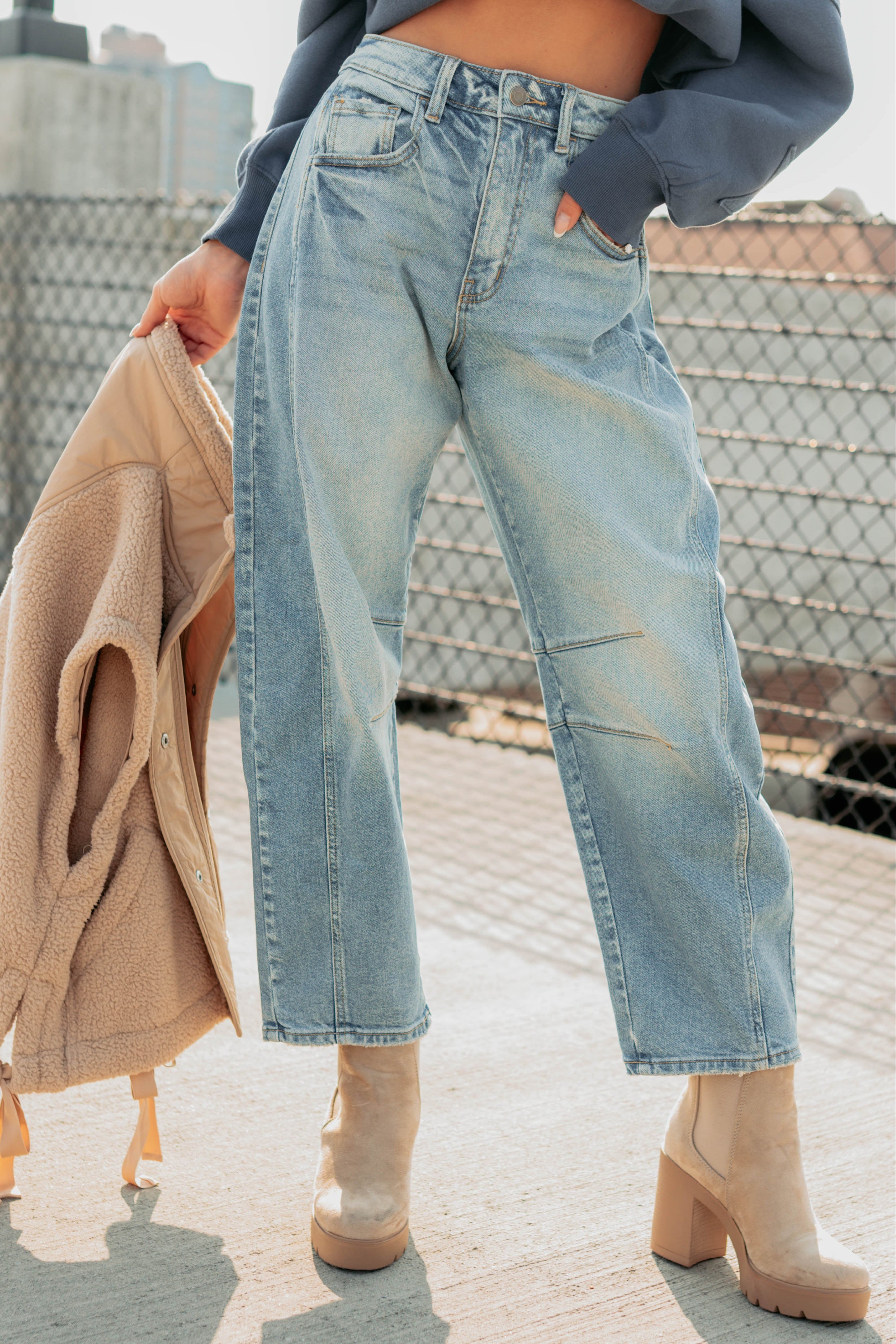 Colette Mid Rise Barrel Cello Jeans (Vintage Medium)-The Formal Wear