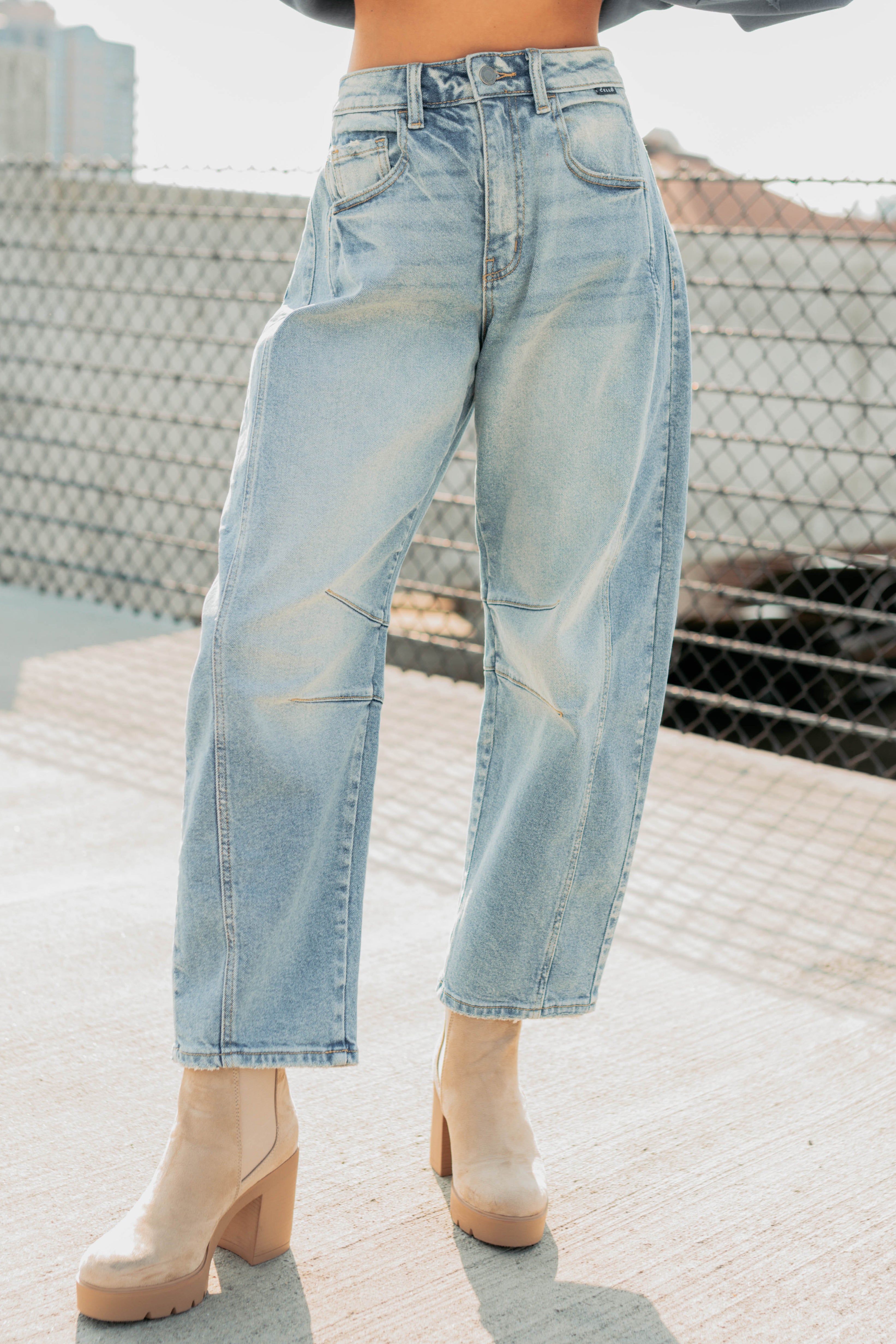 Colette Mid Rise Barrel Cello Jeans (Vintage Medium)-The Formal Wear