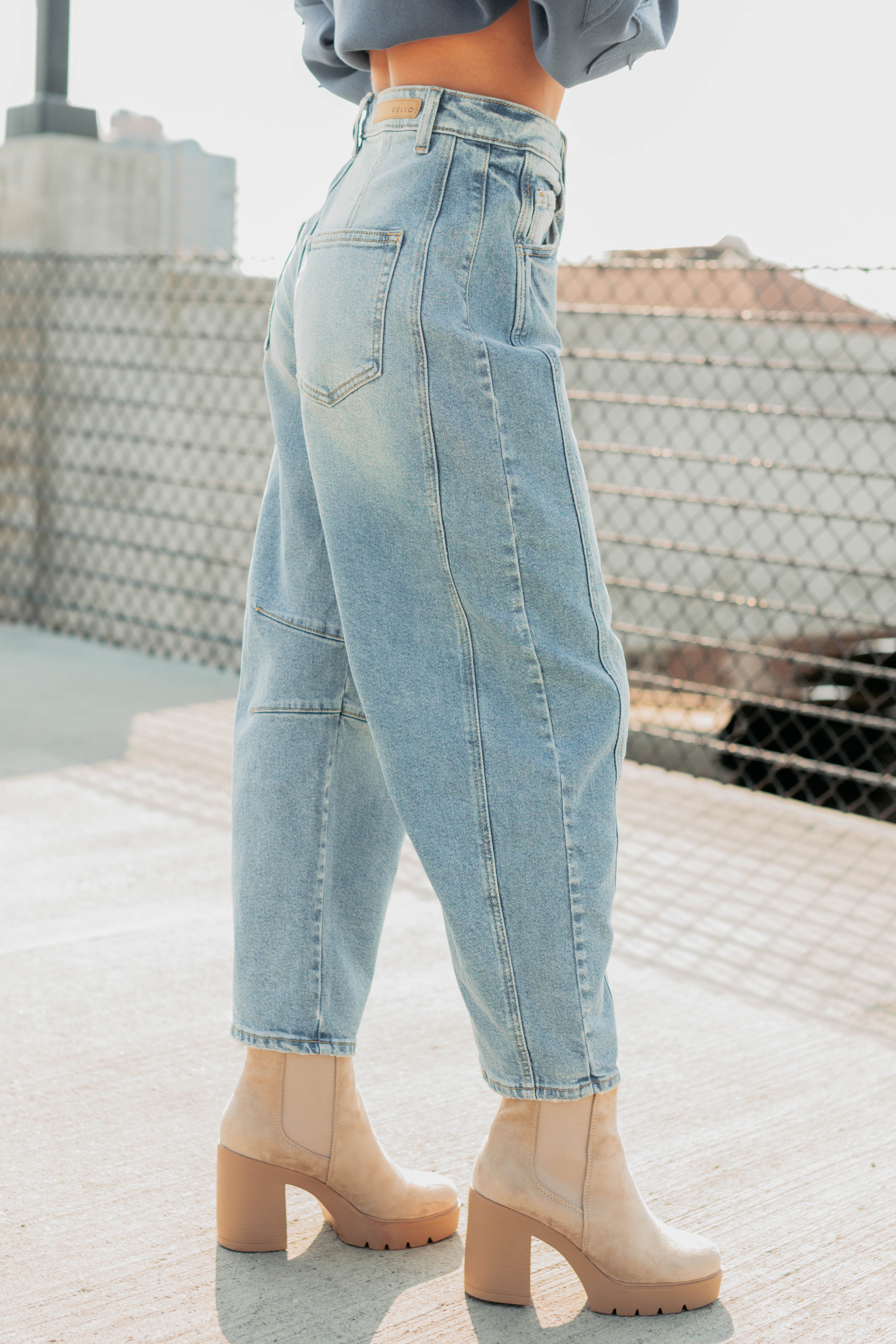 Colette Mid Rise Barrel Cello Jeans (Vintage Medium)-The Formal Wear