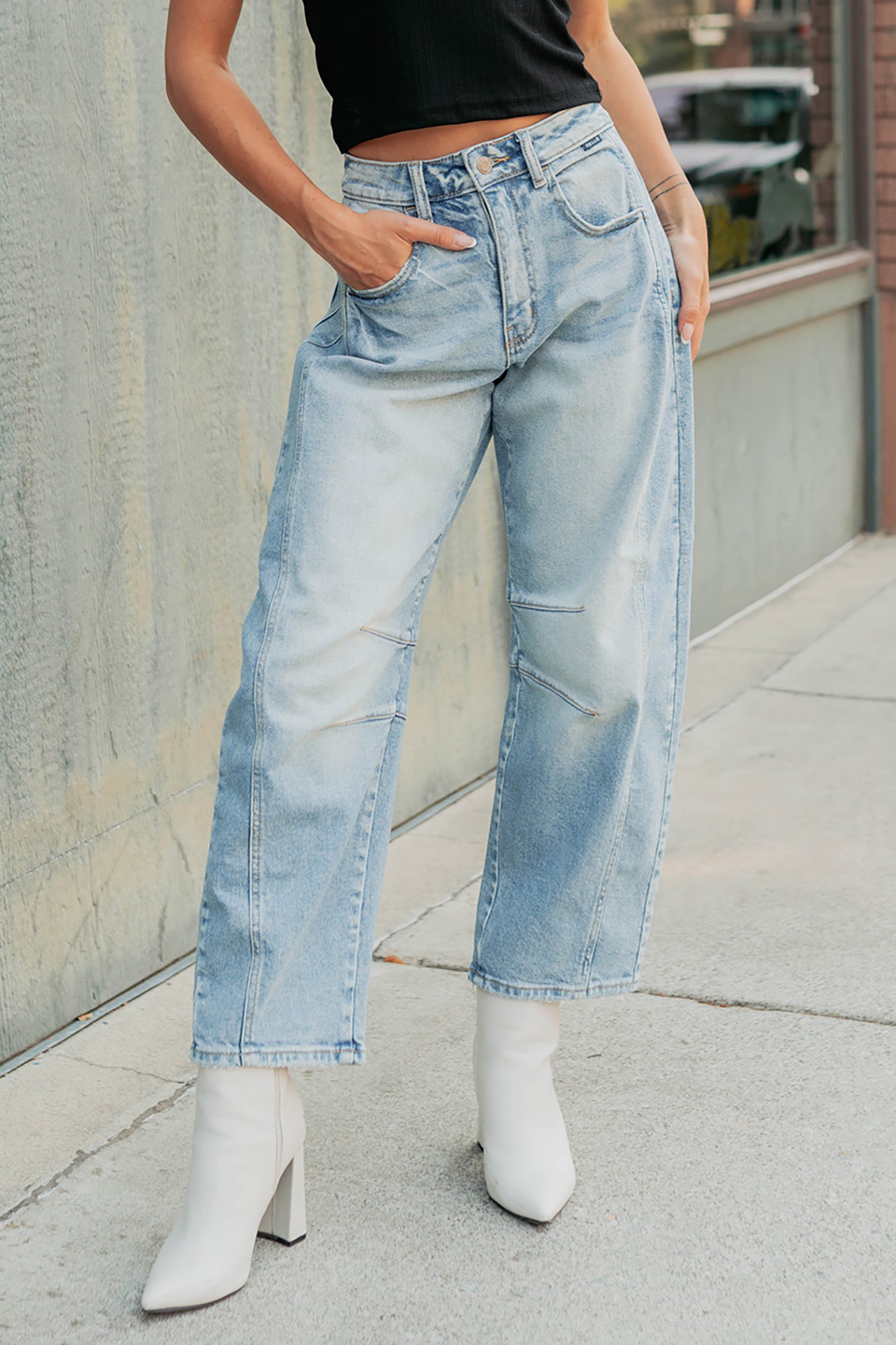 Colette Mid Rise Barrel Cello Jeans (Vintage Medium)-The Formal Wear