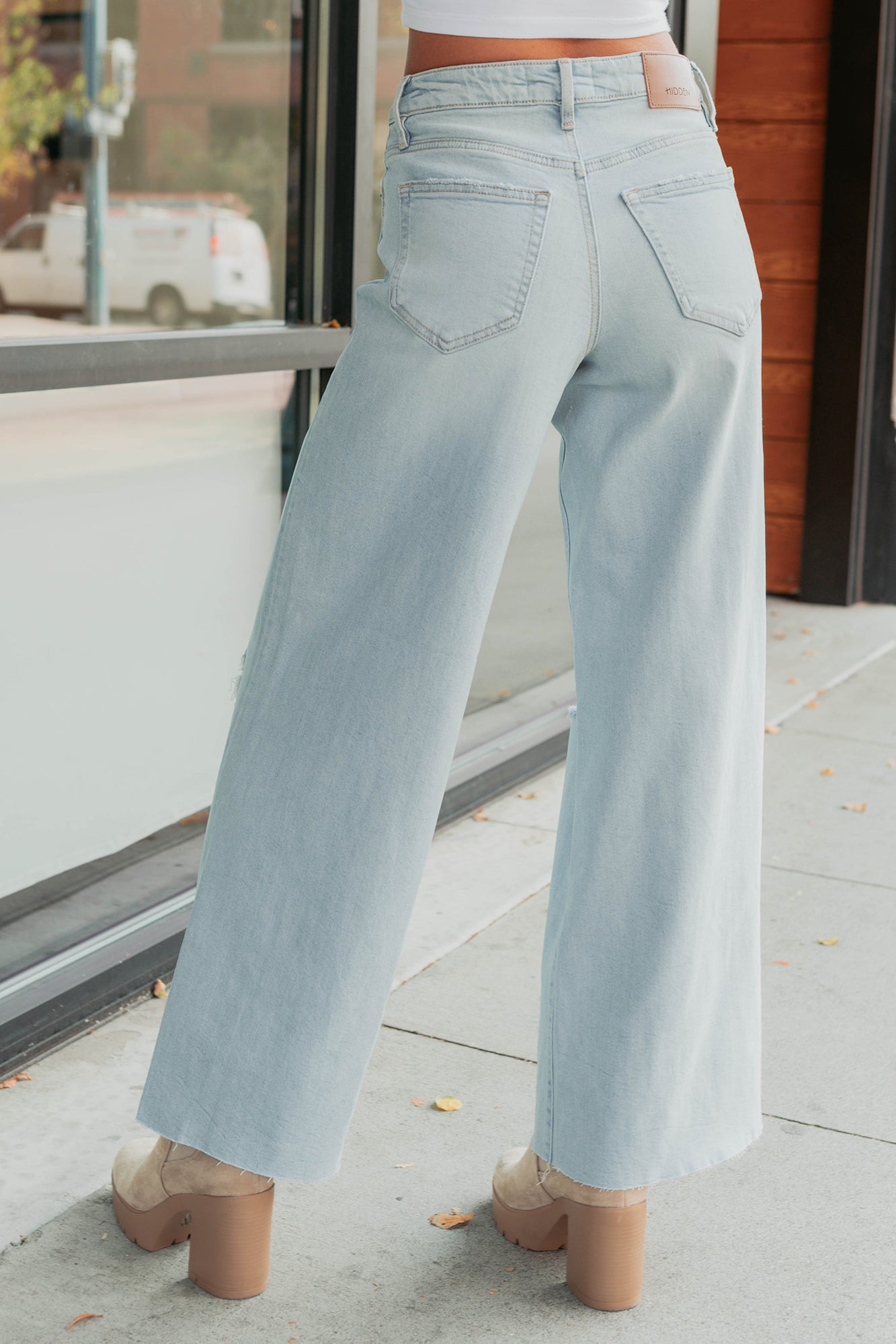 Vivienne Wide Leg Ripped Hidden Jeans (Light)-The Formal Wear