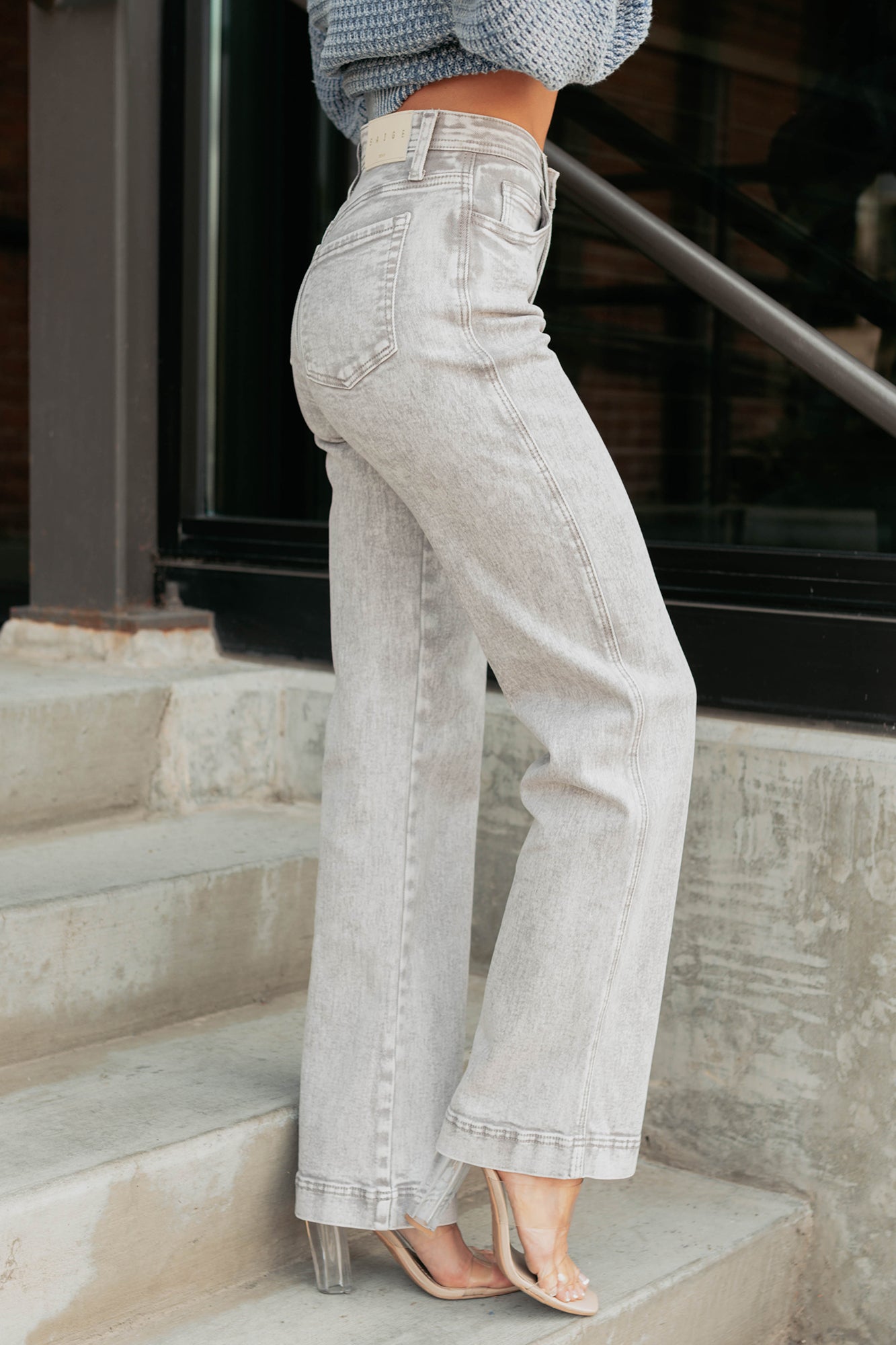 Haven Tummy Control Saige Denim Straight Jeans (Silver Grey)-The Formal Wear